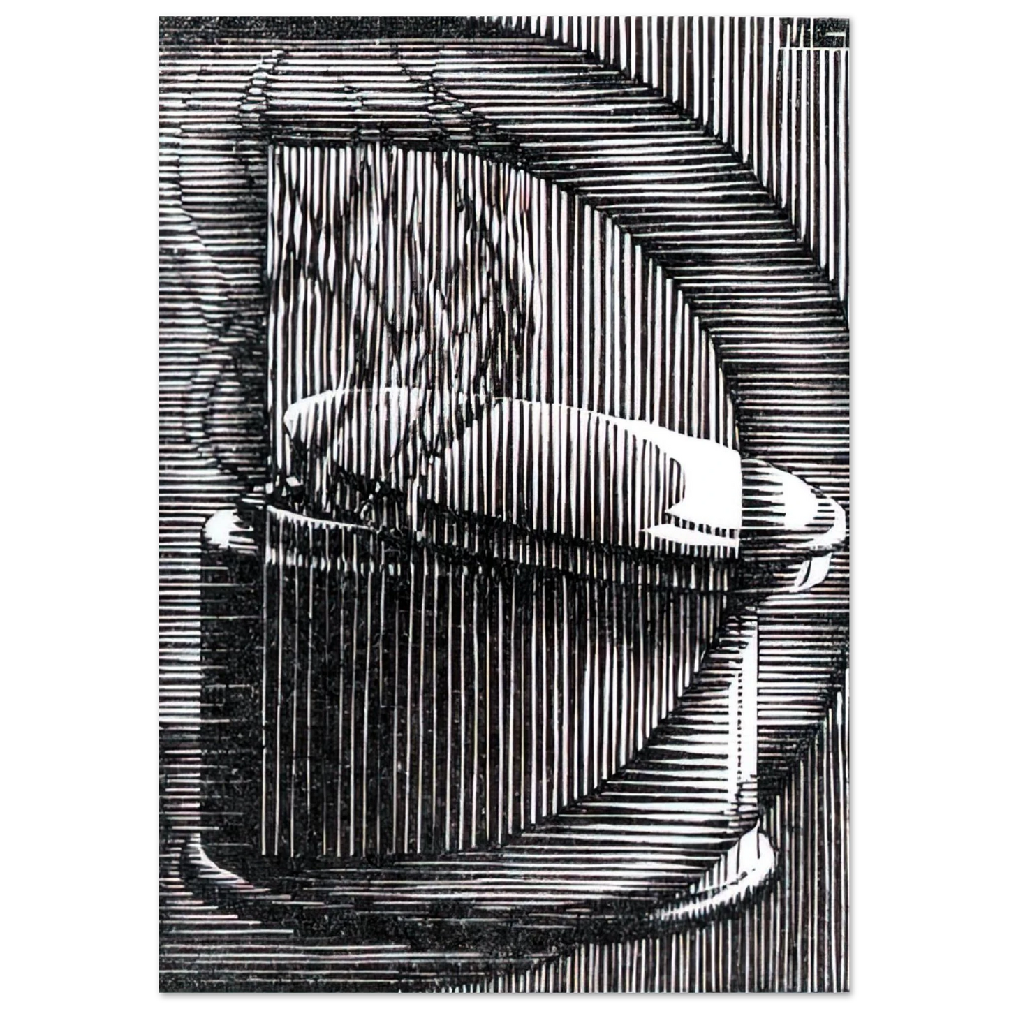 MC Escher - INITIAL D Wall Art - 60x80 cm / 24x32 inches - Premium Wooden Framed Poster With Fine Art Paper - White frame