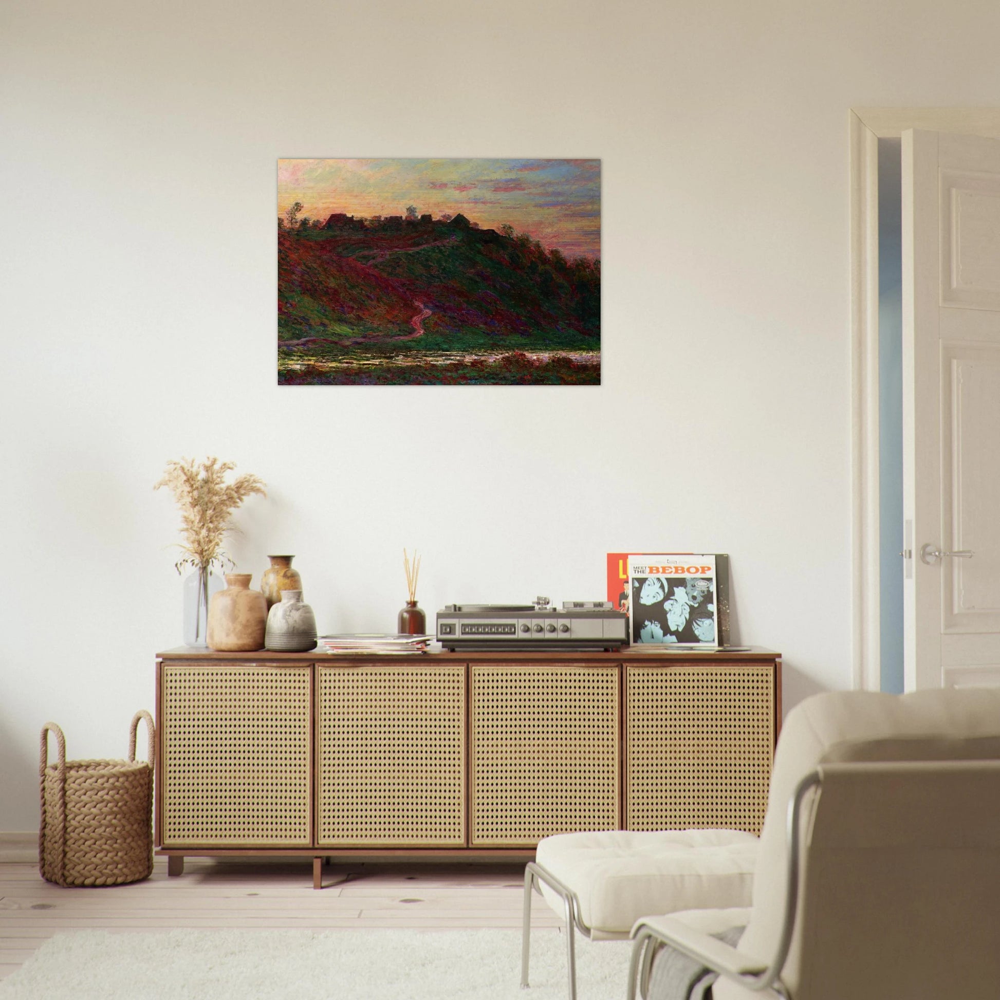 The Village of La Roche-Blond, Sunset - claude monet Brushed Aluminum Print - 70x100 cm / 28x40 inches | claude monet Aluminum Print | claude monet Prints