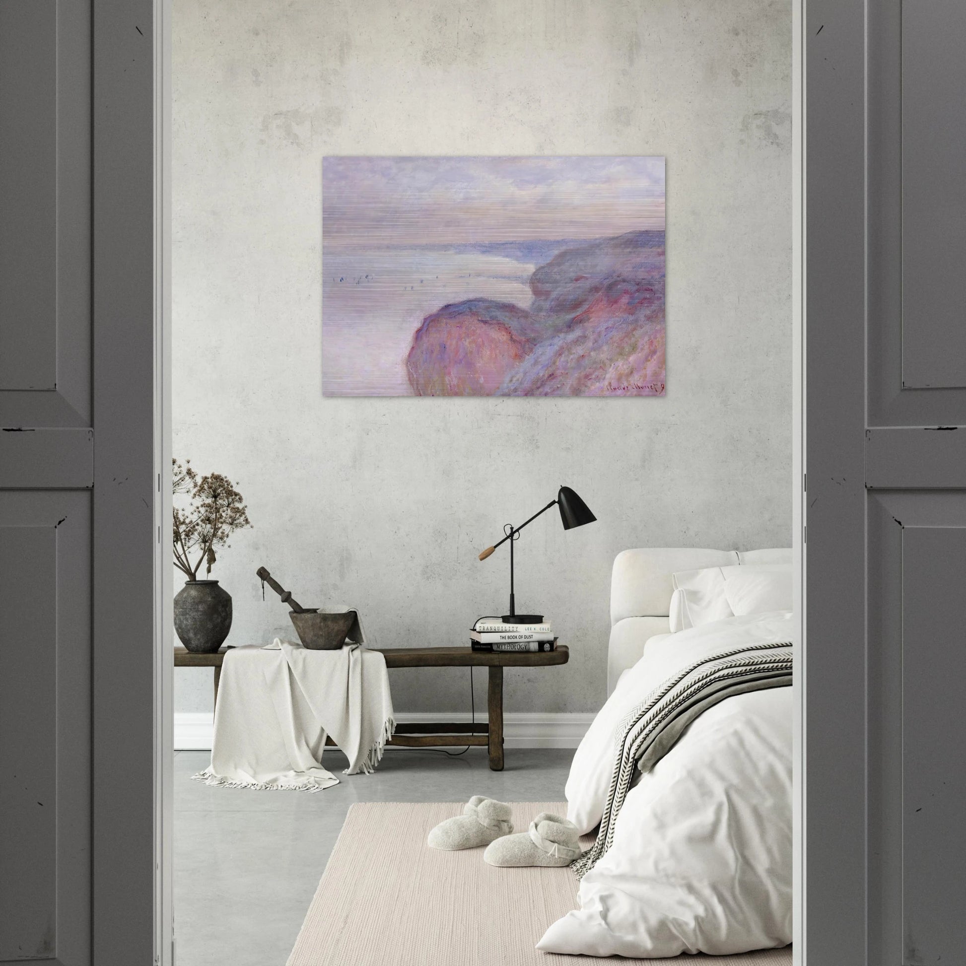 Cliff near Dieppe, Overcast Skies - claude monet Brushed Aluminum Print - 70x100 cm / 28x40 inches | claude monet Aluminum Print | claude monet Prints