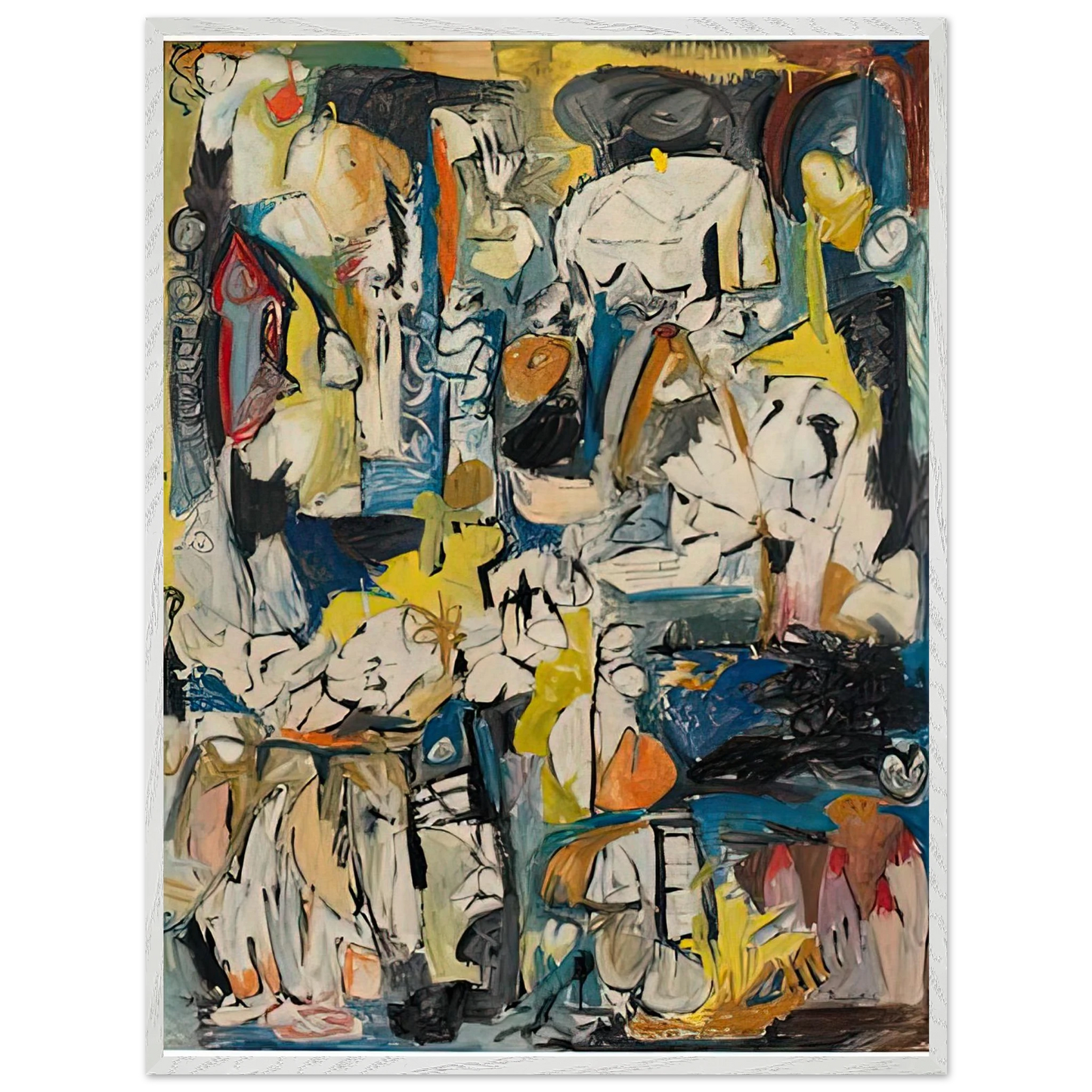 Helen Frankenthaler - Village, 1951- Wall Art - 60x80 cm / 24x32 inches - Premium Wooden Framed Poster With Fine Art Paper - White frame