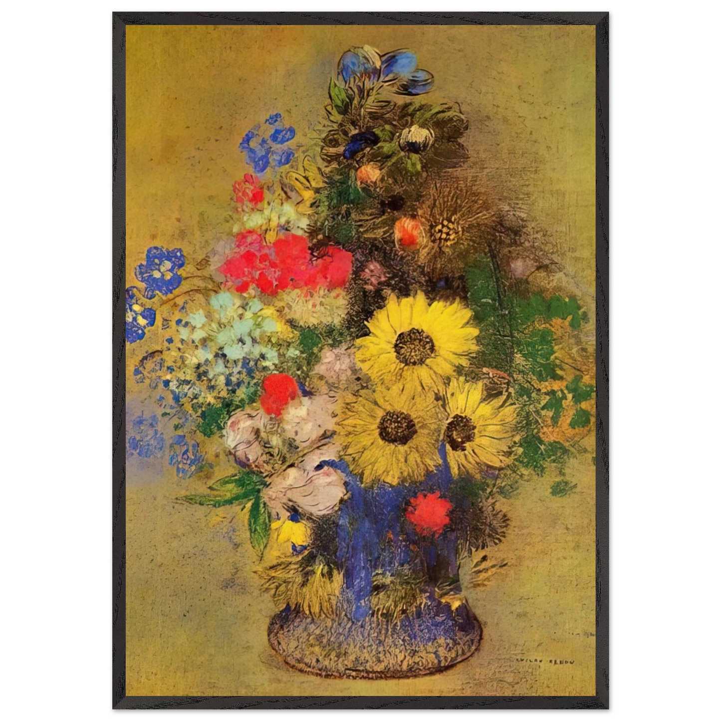 VASE OF FLOWERS 12 - Odilon Redon Framed Art Print – Black Wooden Frame - Default Title - -Framed Art Print