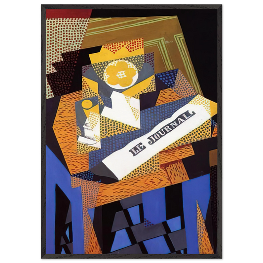 NEWSPAPER AND FRUIT DISH 1916 - Juan Gris Framed Art Print – Black Wooden Frame - Default Title - -Framed Art Print