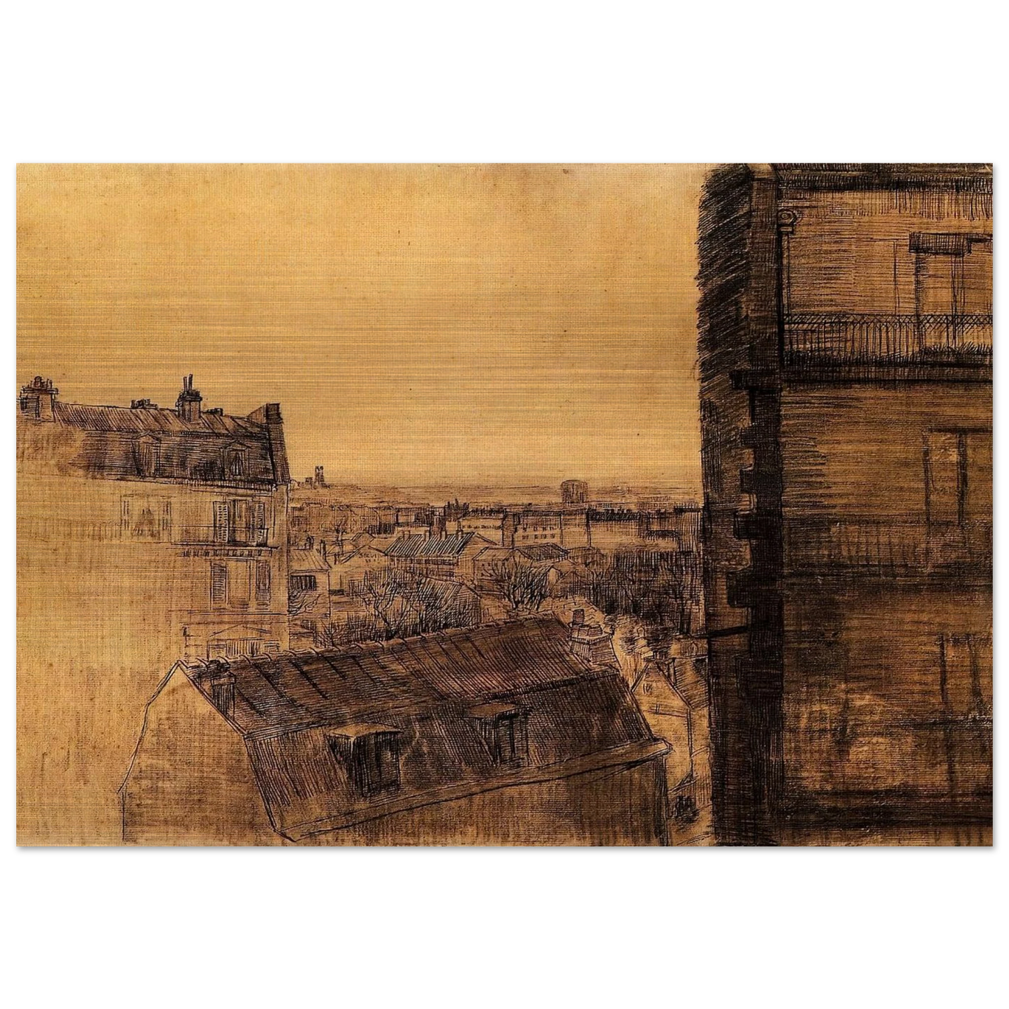 View from the Apartment in the Rue Lepic - Vincent van Gogh Brushed Aluminum Print - 70x100 cm / 28x40 inches | Vincent van Gogh Aluminum Print | Vincent van Gogh Prints