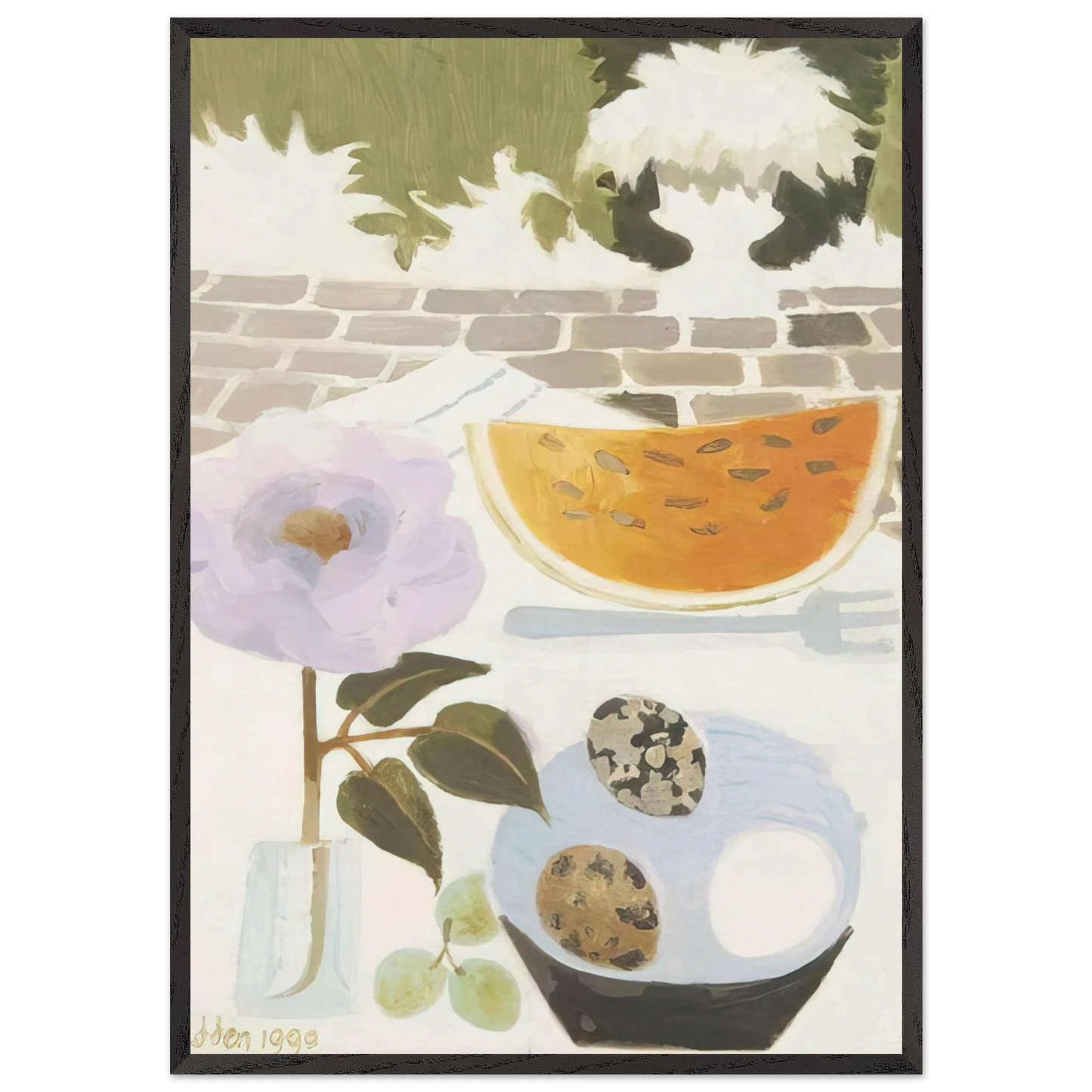 A Slice of Melon - 1990 - Mary Fedden Framed Art Print – Black Wooden Frame - Default Title - -Framed Art Print