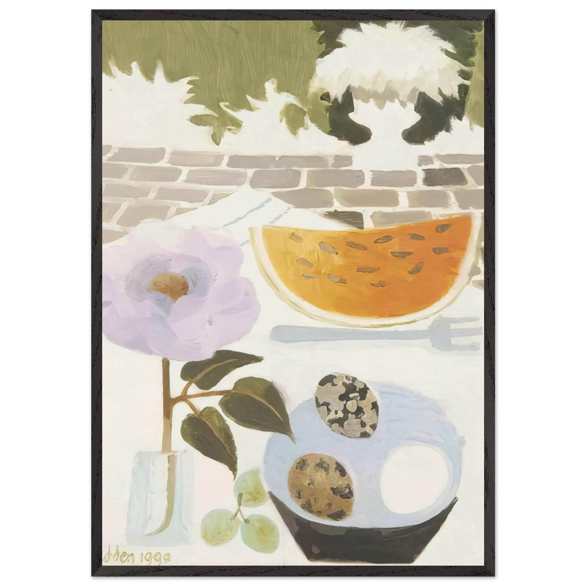 A Slice of Melon - 1990 - Mary Fedden Framed Art Print – Black Wooden Frame - Default Title - -Framed Art Print