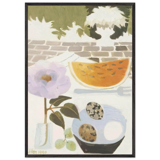 A Slice of Melon - 1990 - Mary Fedden Framed Art Print – Black Wooden Frame - Default Title - -Framed Art Print