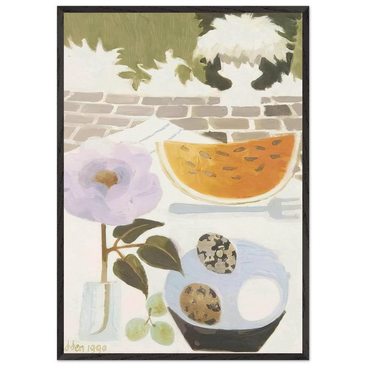 A Slice of Melon - 1990 - Mary Fedden 70x100 cm / 28x40 inches Framed Art Print – Black Wooden Frame