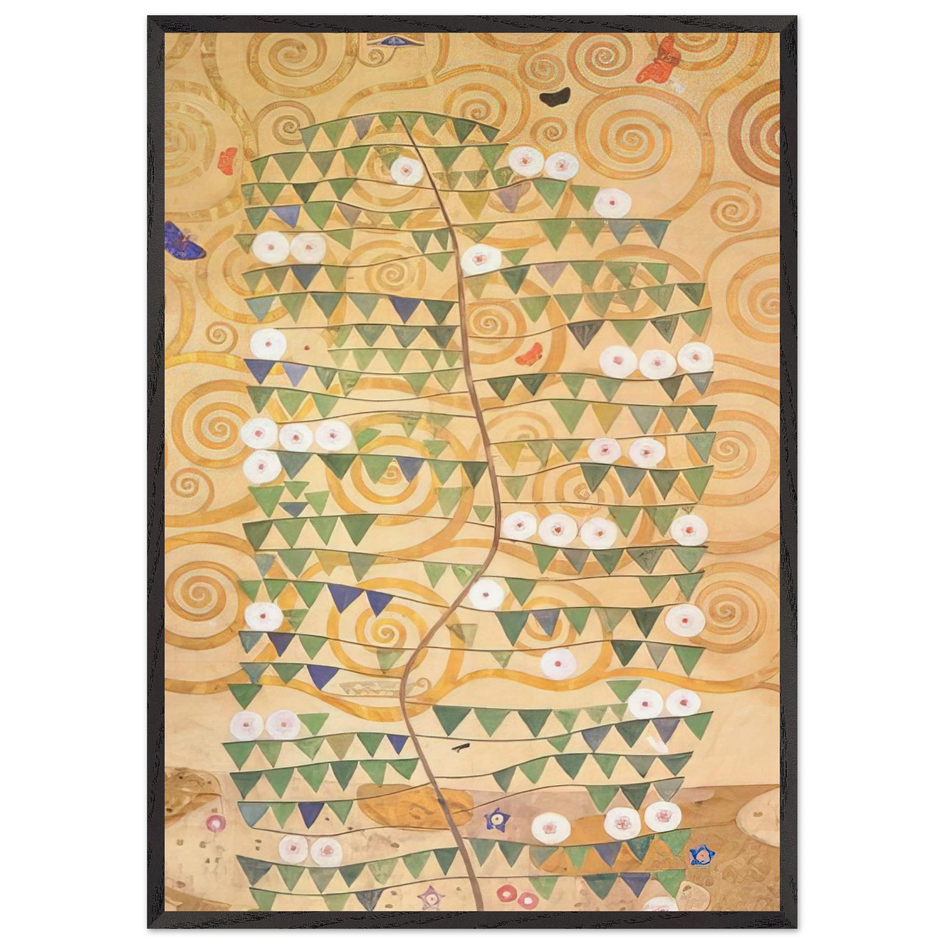 CARTOON FOR THE FRIEZE OF THE VILLA STOCLET IN BRUSSELS RIGHT PART OF THE TREE OF LIFE 1909 - Gustav Klimt Framed Art Print – Black Wooden Frame - Default Title - -Framed Art Print