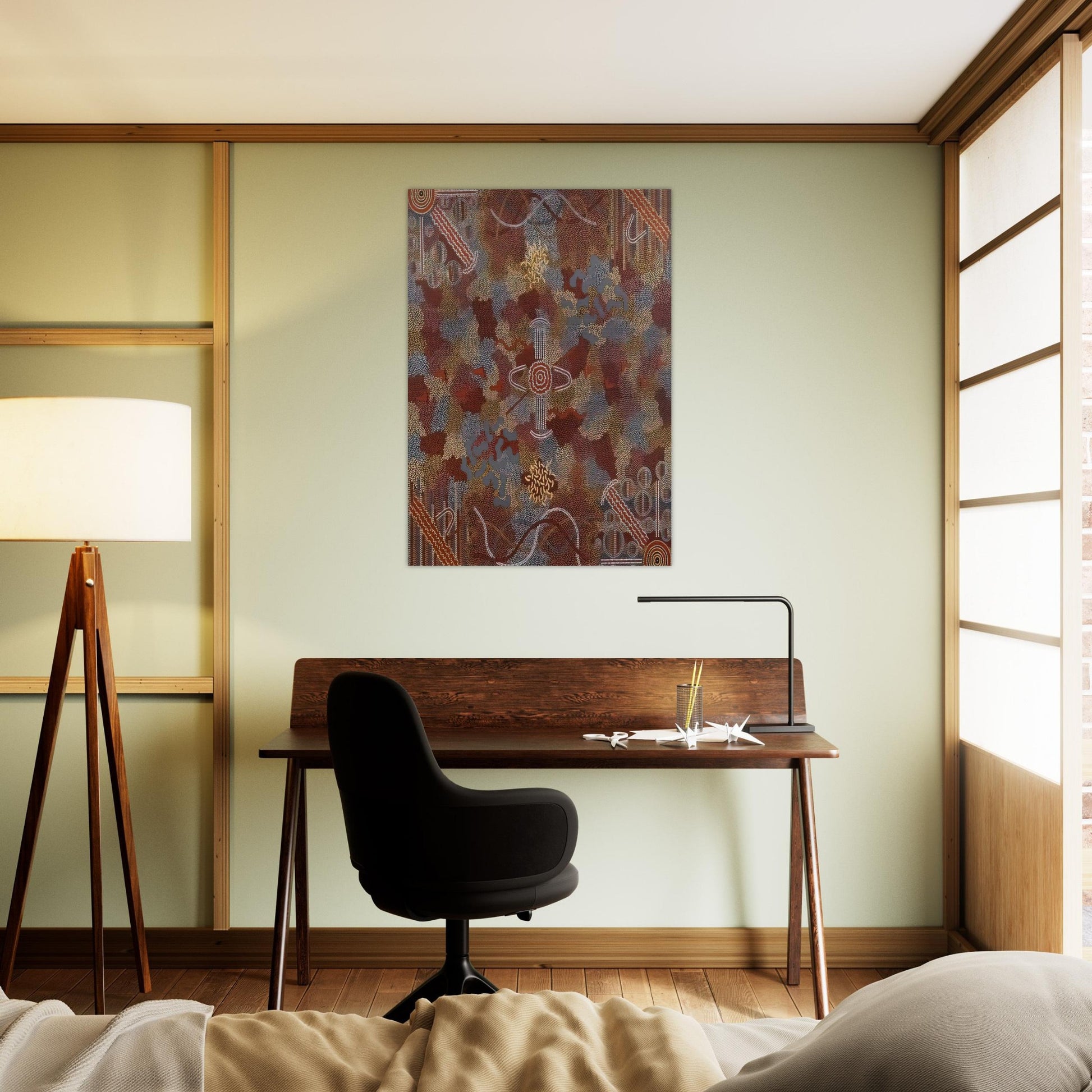 Frog Dreaming - 1989 - Clifford Possum Tjapaltjarri Brushed Aluminum Print - 70x100 cm / 28x40 inches | Clifford Possum Tjapaltjarri Aluminum Print | Clifford Possum Tjapaltjarri Prints