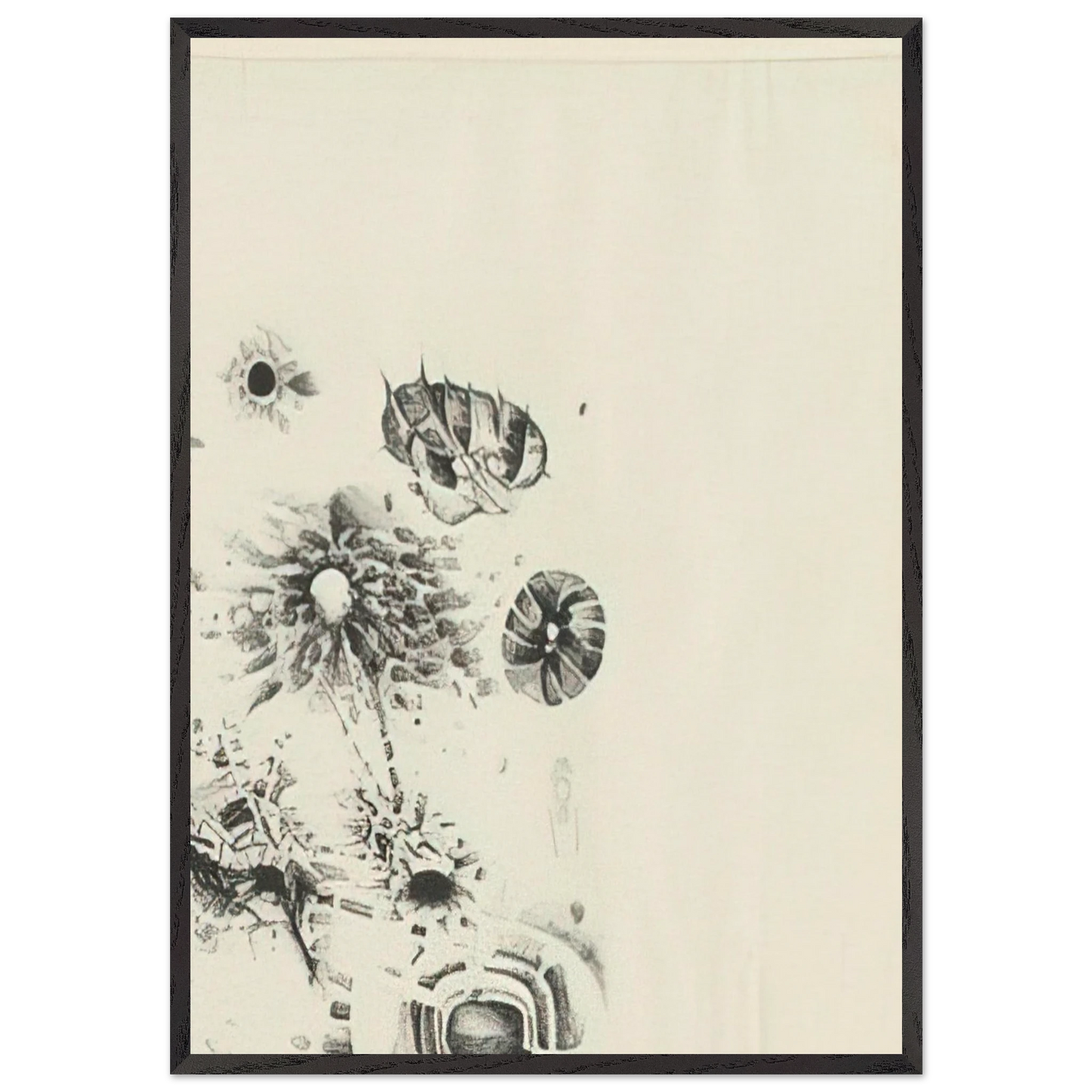 FIRST STONE 1962 - Lee Bontecou Framed Art Print – Black Wooden Frame - Default Title - -Framed Art Print