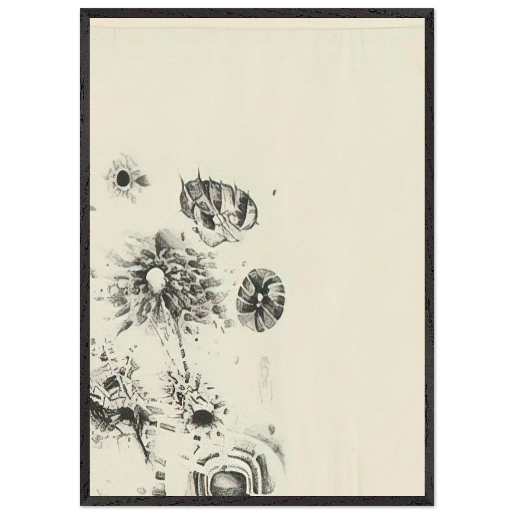 FIRST STONE 1962 - Lee Bontecou Framed Art Print – Black Wooden Frame - Default Title - -Framed Art Print