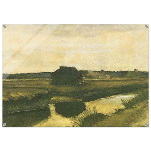 Landscape with a Stack of Peat and Farmhouses - Vincent van Gogh Acrylic Print - 70x100 cm / 28x40″ inches