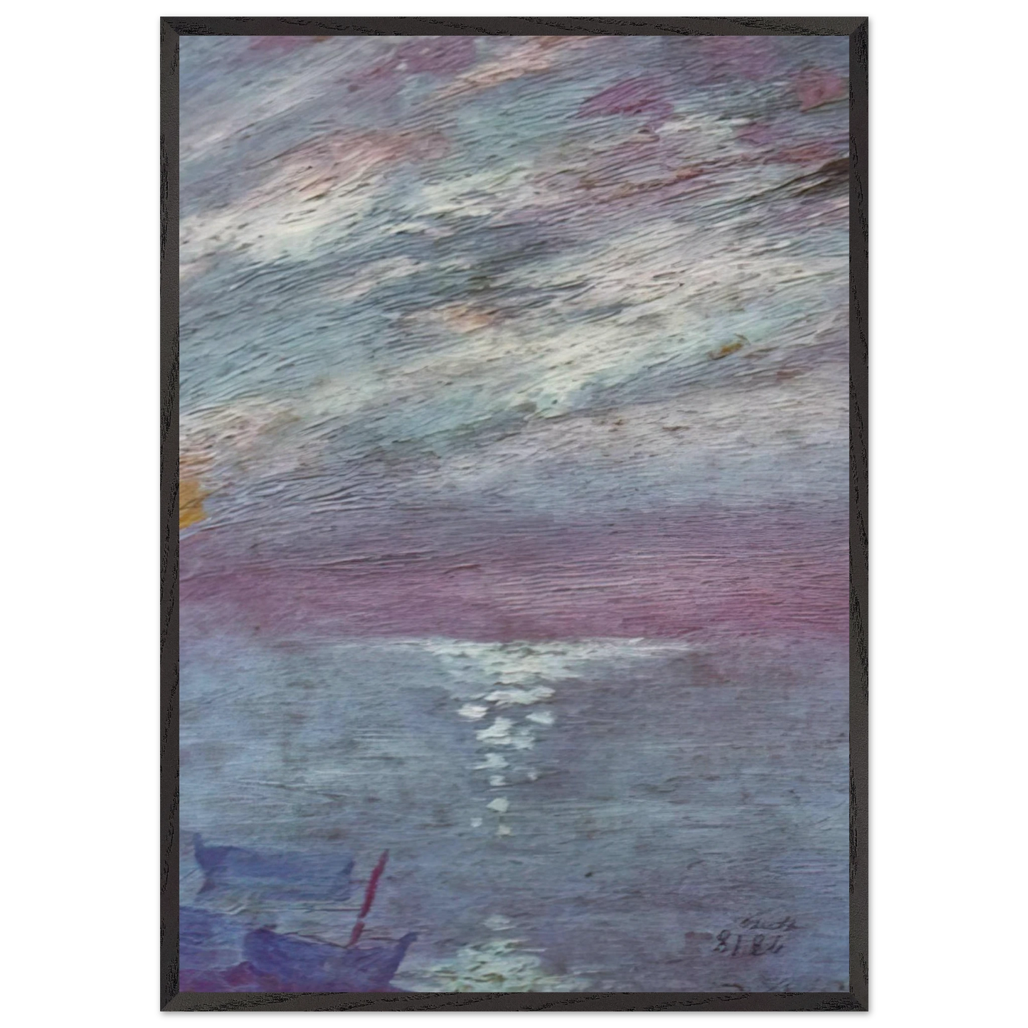 MOONLIGHT OVER THE BAY AT CADAQUES - Salvador Dali Framed Art Print – Black Wooden Frame - Default Title - -Framed Art Print