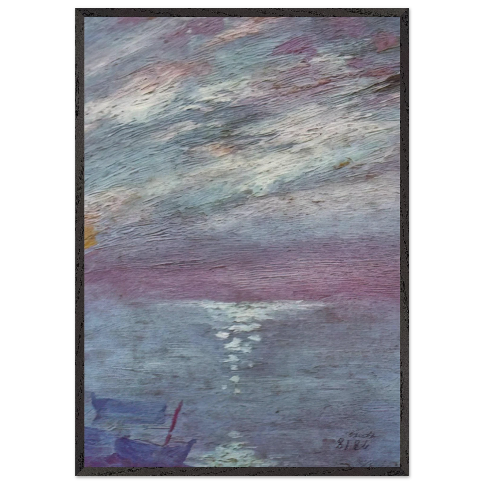 MOONLIGHT OVER THE BAY AT CADAQUES - Salvador Dali Framed Art Print – Black Wooden Frame - Default Title - -Framed Art Print