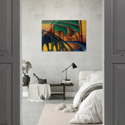 Landscape with Bridge at Óbuda Hajógyár - Laszlo Moholy-Nagy Acrylic Print - 70x100 cm / 28x40″ inches