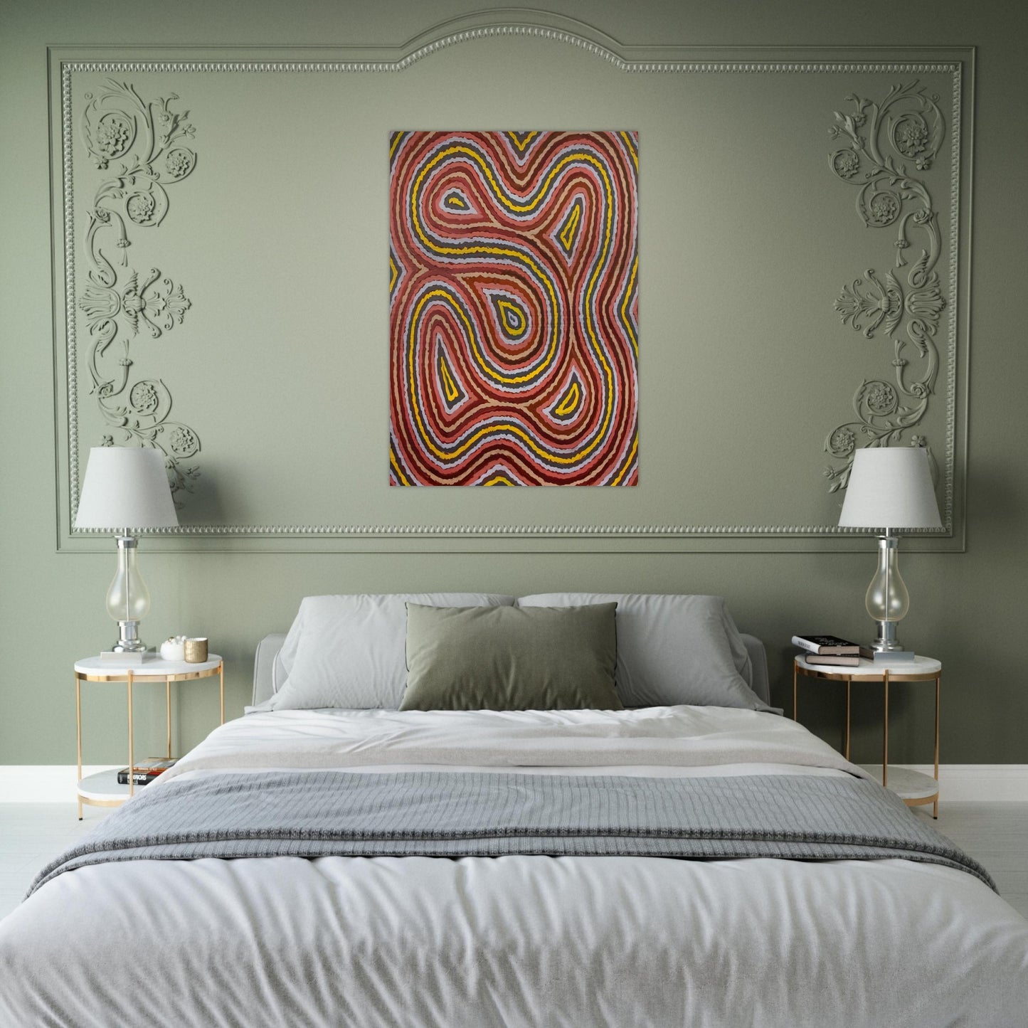 Worm Dreaming - 1998 - Clifford Possum Tjapaltjarri Brushed Aluminum Print - 70x100 cm / 28x40 inches | Clifford Possum Tjapaltjarri Aluminum Print | Clifford Possum Tjapaltjarri Prints