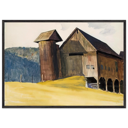 Barn and Silo Vermont - Edward Hopper Framed Art Print – Black Wooden Frame - Default Title - -Framed Art Print