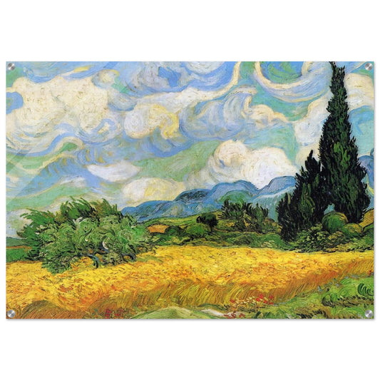 Wheat Field with Cypresses at the Haude Galline near Eygalieres - Vincent van Gogh Acrylic Print - 70x100 cm / 28x40″ inches