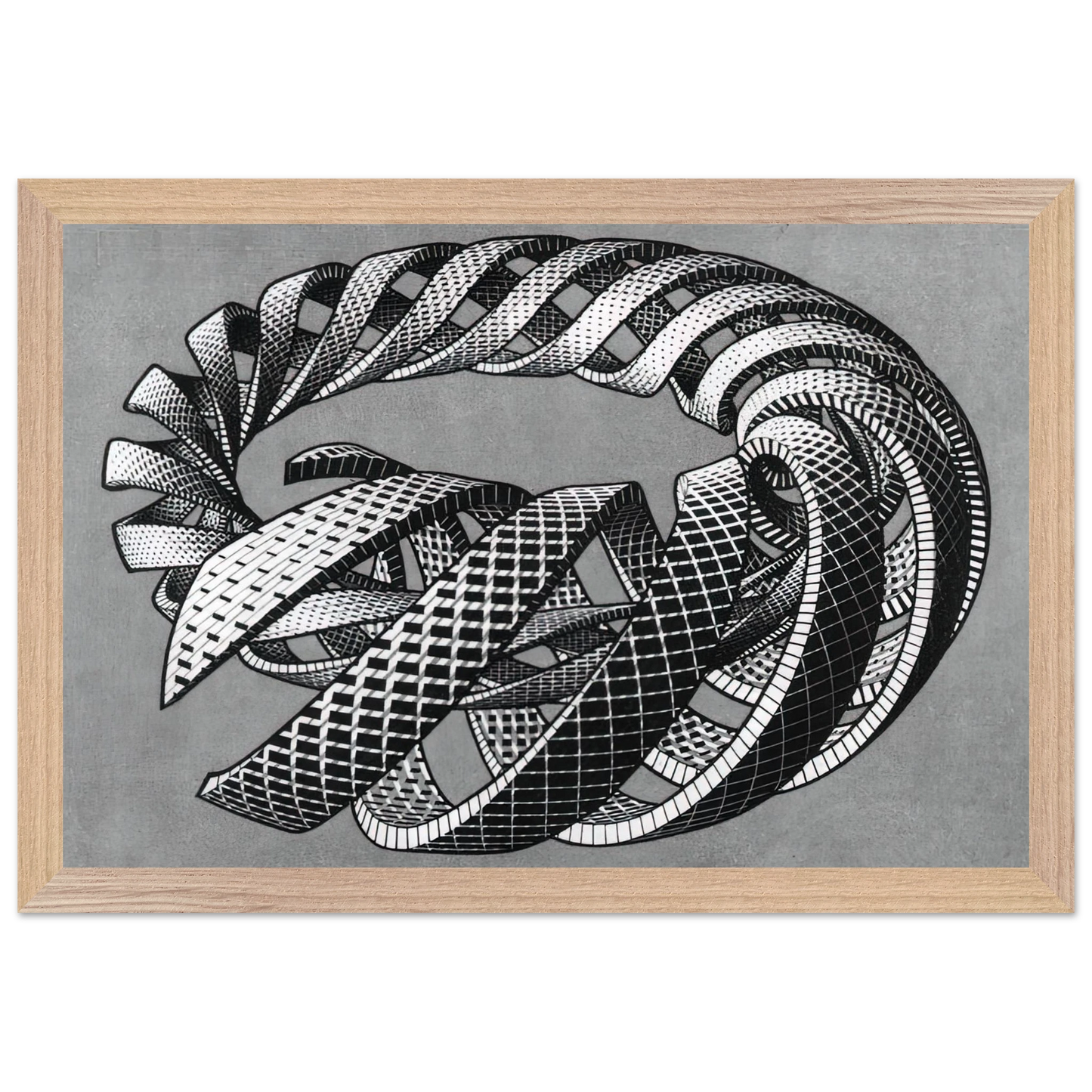 MC Escher - SPIRALS Wall Art - 30x40 cm / 12x16 inches - Premium Wooden Framed Poster With Fine Art Paper - Black frame