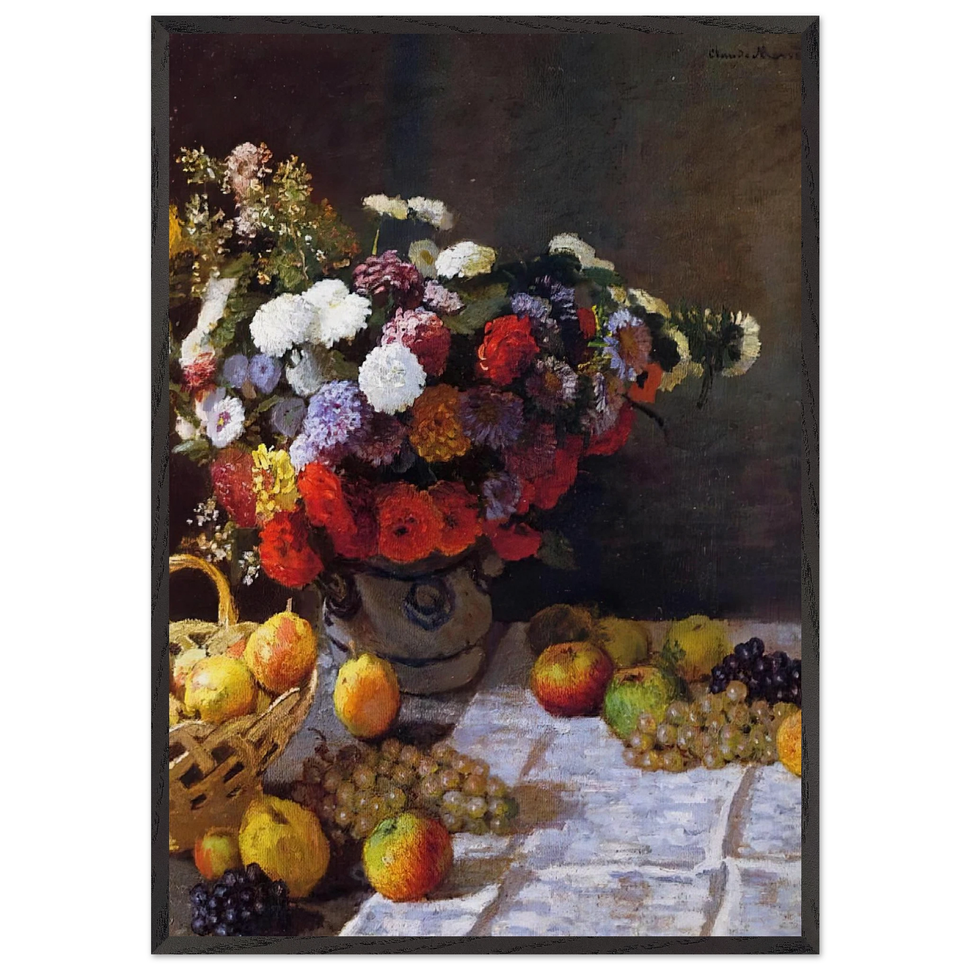 Flowers and Fruit N1 - claude monet Framed Art Print – Black Wooden Frame - Default Title - -Framed Art Print