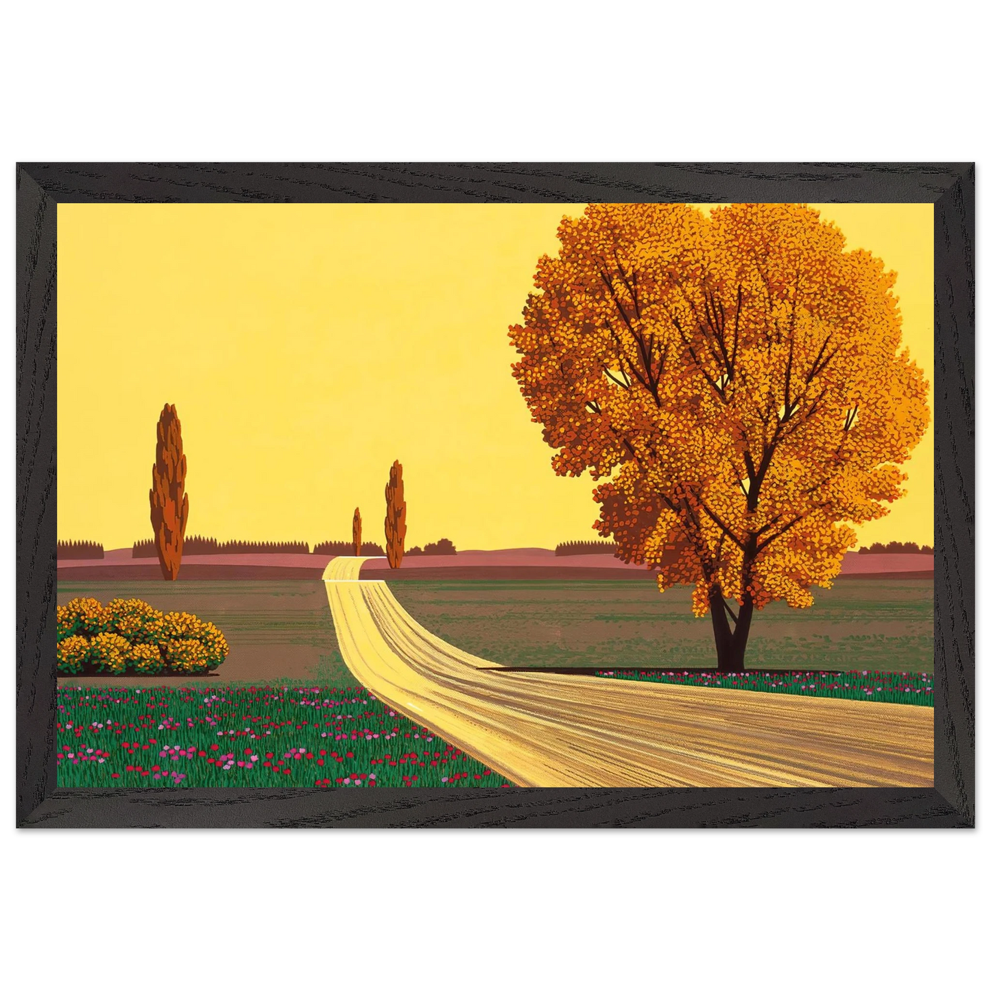 Hiroshi Nagai - Autumn Wall Art - 30x40 cm / 12x16 inches - Premium Wooden Framed Poster With Fine Art Paper - Wood frame