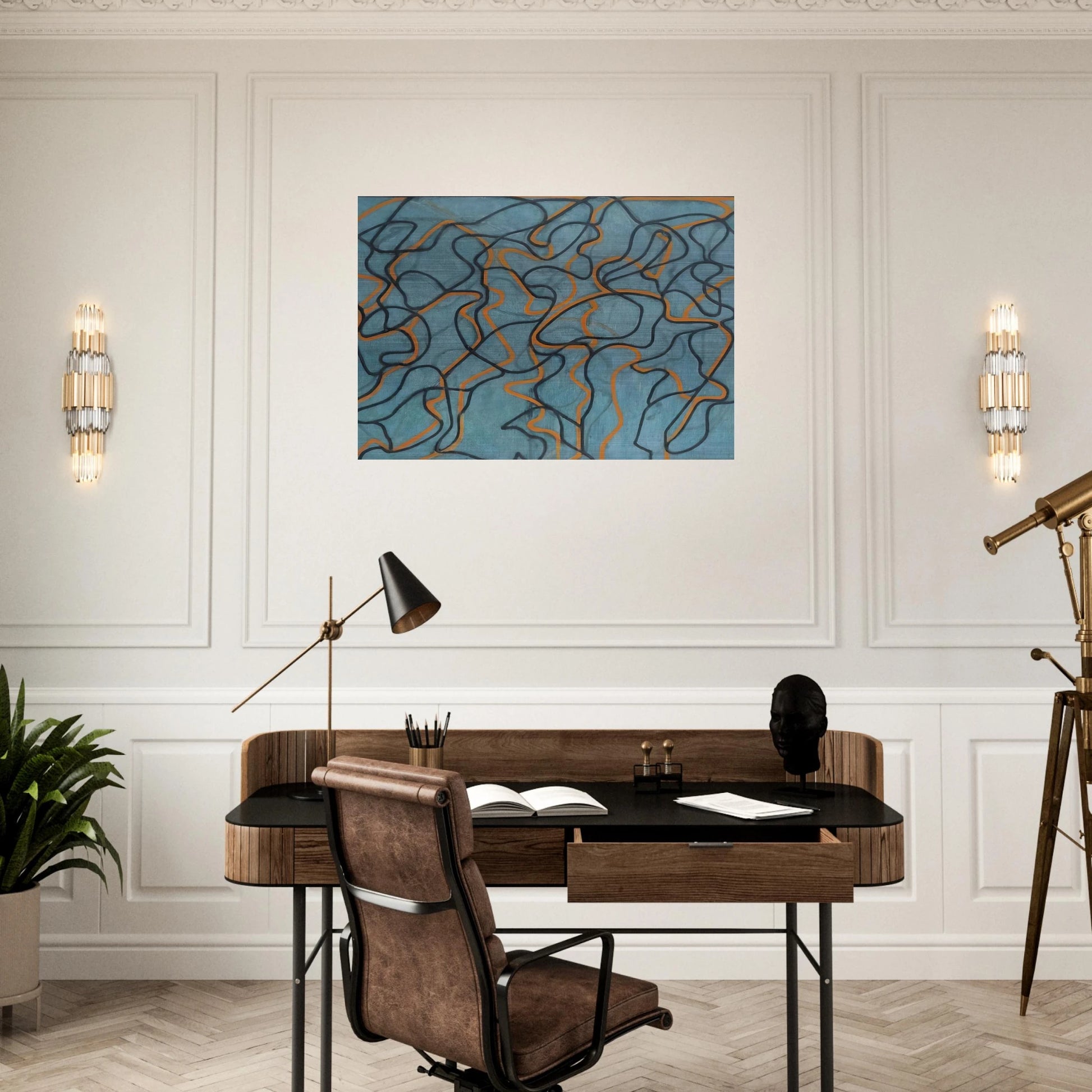 Letter About Rocks #3, Blue Ground - 2010 - Brice Marden Brushed Aluminum Print - 70x100 cm / 28x40 inches | Brice Marden Aluminum Print | Brice Marden Prints