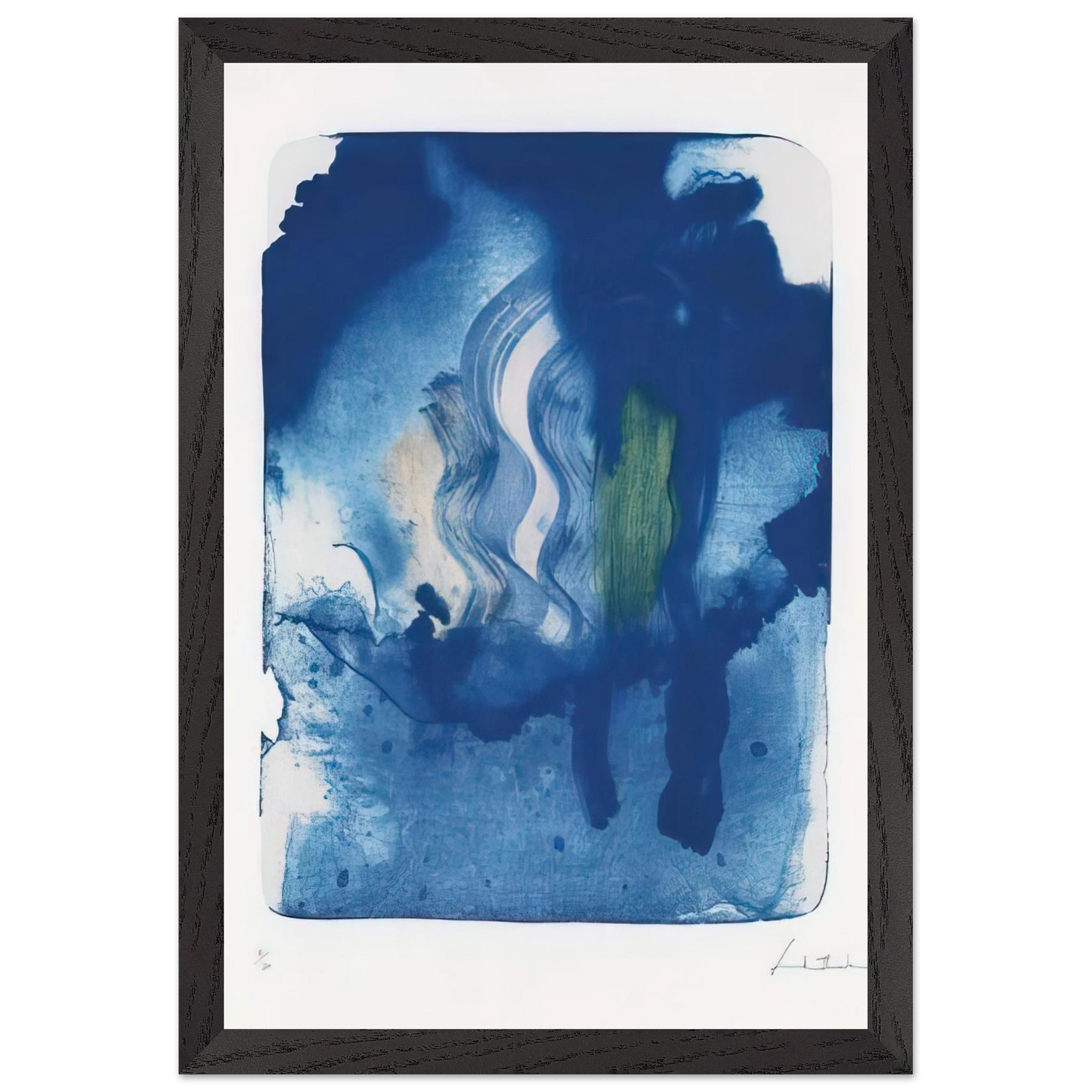 Helen Frankenthaler - Reflections V - 1995 Wall art - 13x18 cm / 5x7 inches - Premium Wooden Framed Poster With Fine Art Paper - White frame