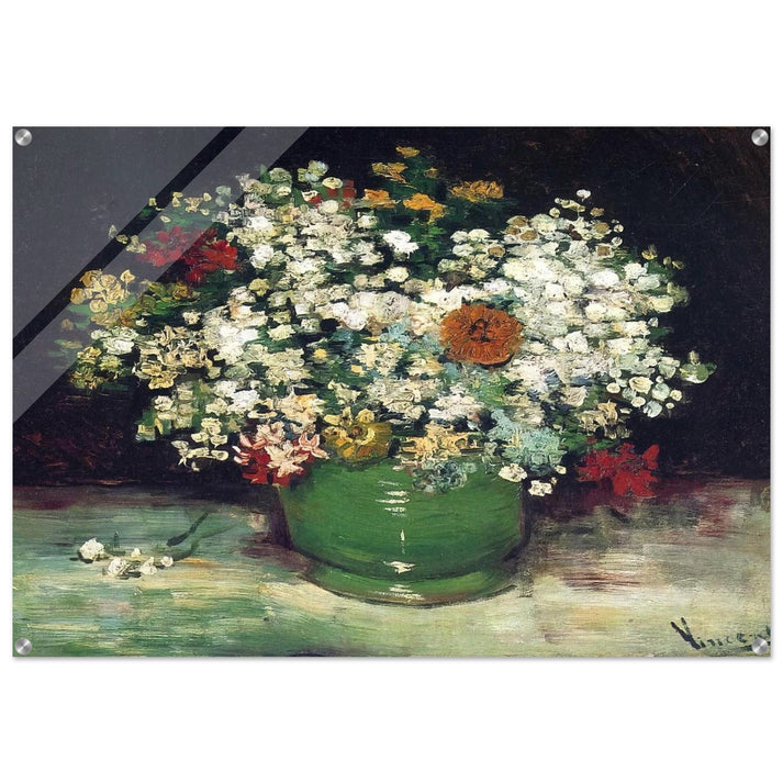Vase with Zinnias and Other Flowers - Vincent van Gogh Acrylic Print - 70x100 cm / 28x40″ inches