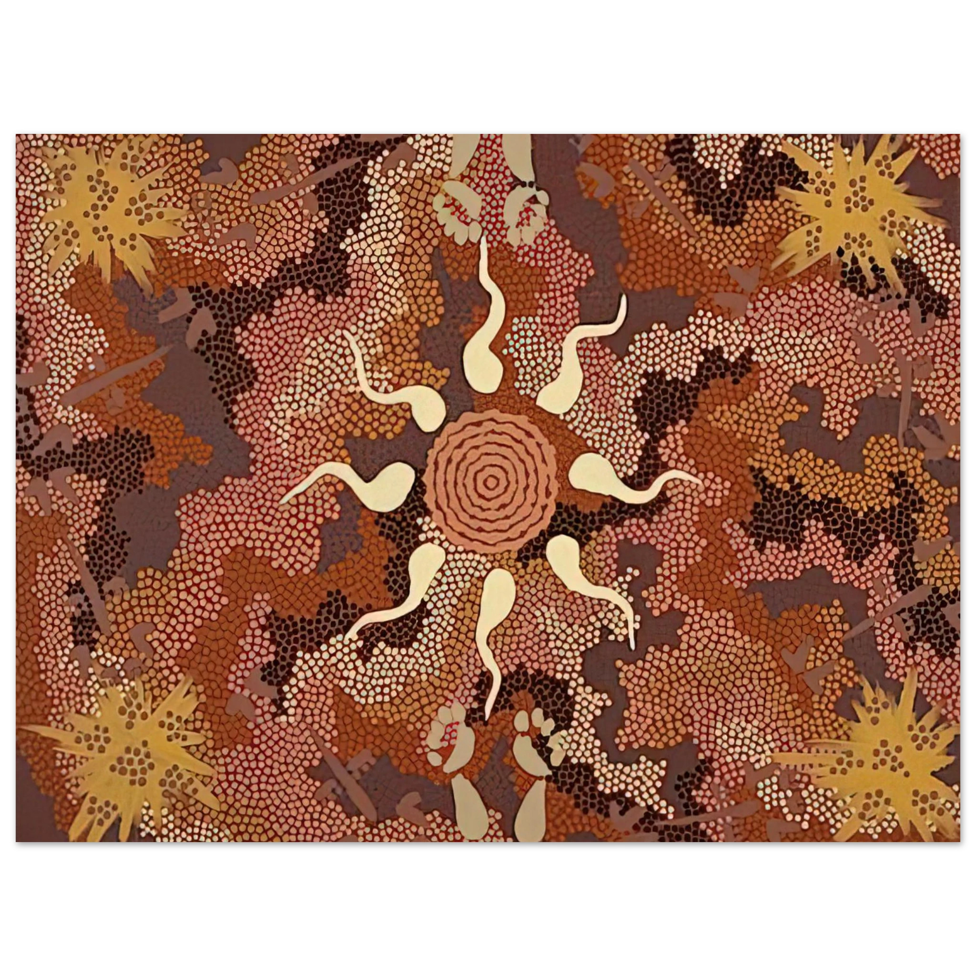 Clifford Possum Tjapaltjarri - Bush Tucker and Kangaroo Dreaming at Mount Denison - 1993 Fine Art Poster - Default Title