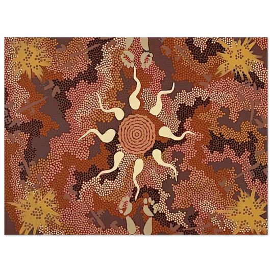 Clifford Possum Tjapaltjarri - Bush Tucker and Kangaroo Dreaming at Mount Denison - 1993 Fine Art Poster - Default Title