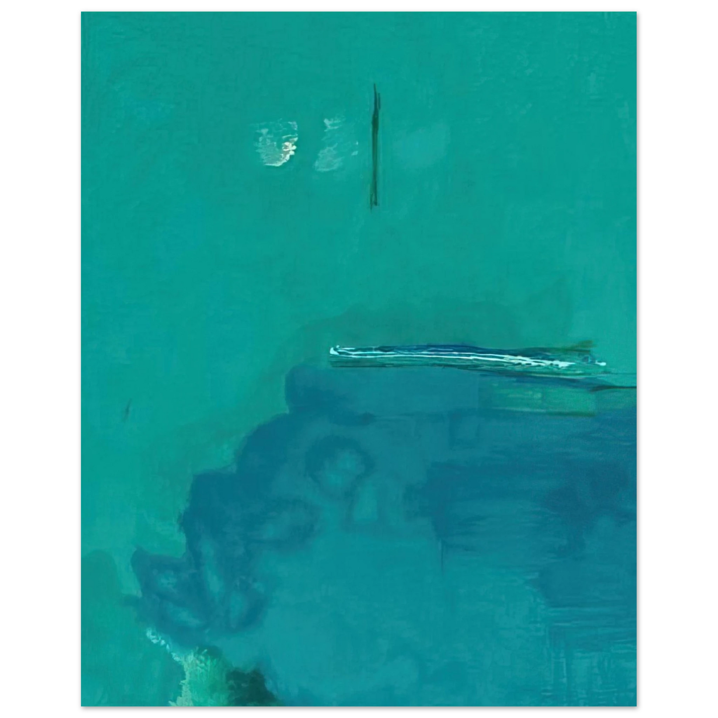 Helen Frankenthaler - Contentment Island - 2004 Wall art - 28x43  cm / XL (11x17 inches) - Premium Wooden Framed Poster With Fine Art Paper - Wood frame
