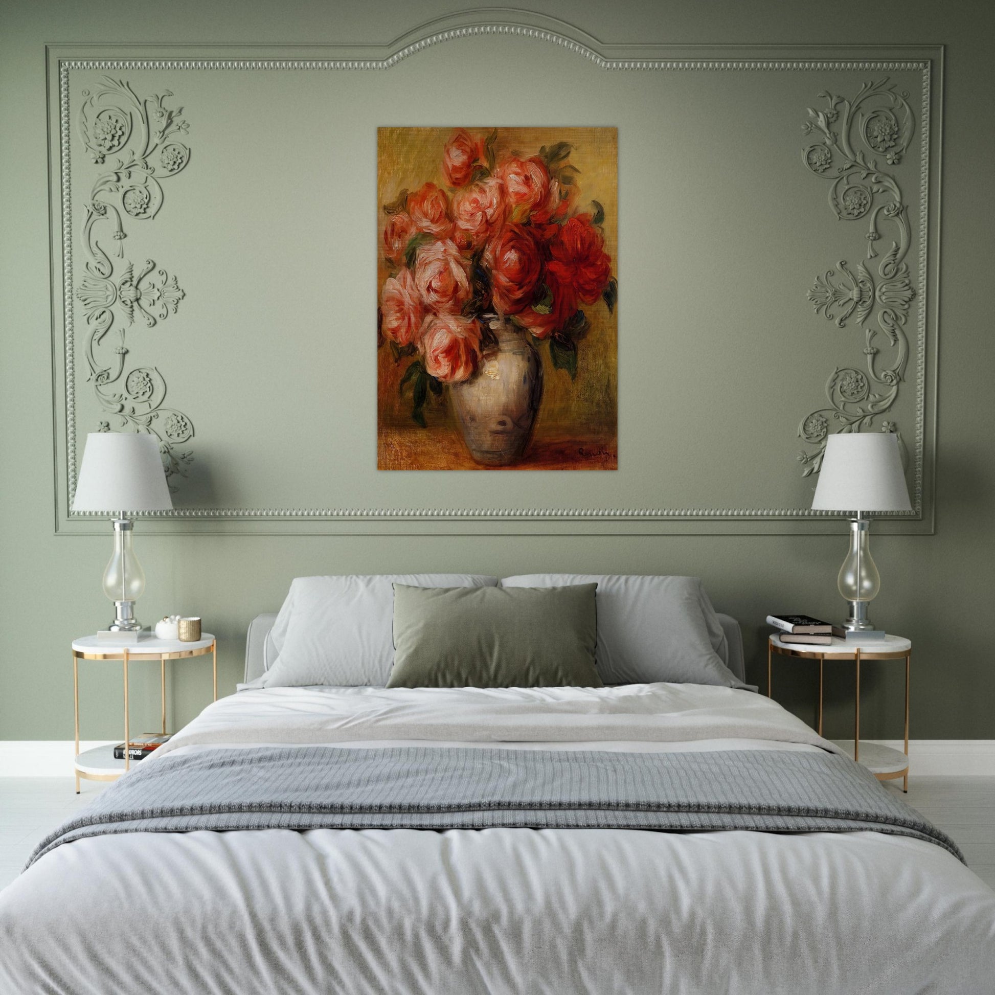 Still Life with Roses - Pierre-Auguste Renoir Brushed Aluminum Print - 70x100 cm / 28x40 inches | Pierre-Auguste Renoir Aluminum Print | Pierre-Auguste Renoir Prints