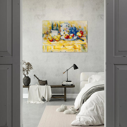Still Life with Apples, a Bottle and a Milk Pot - Paul Cézanne Brushed Aluminum Print - 70x100 cm / 28x40 inches | Paul Cézanne Aluminum Print | Paul Cézanne Prints