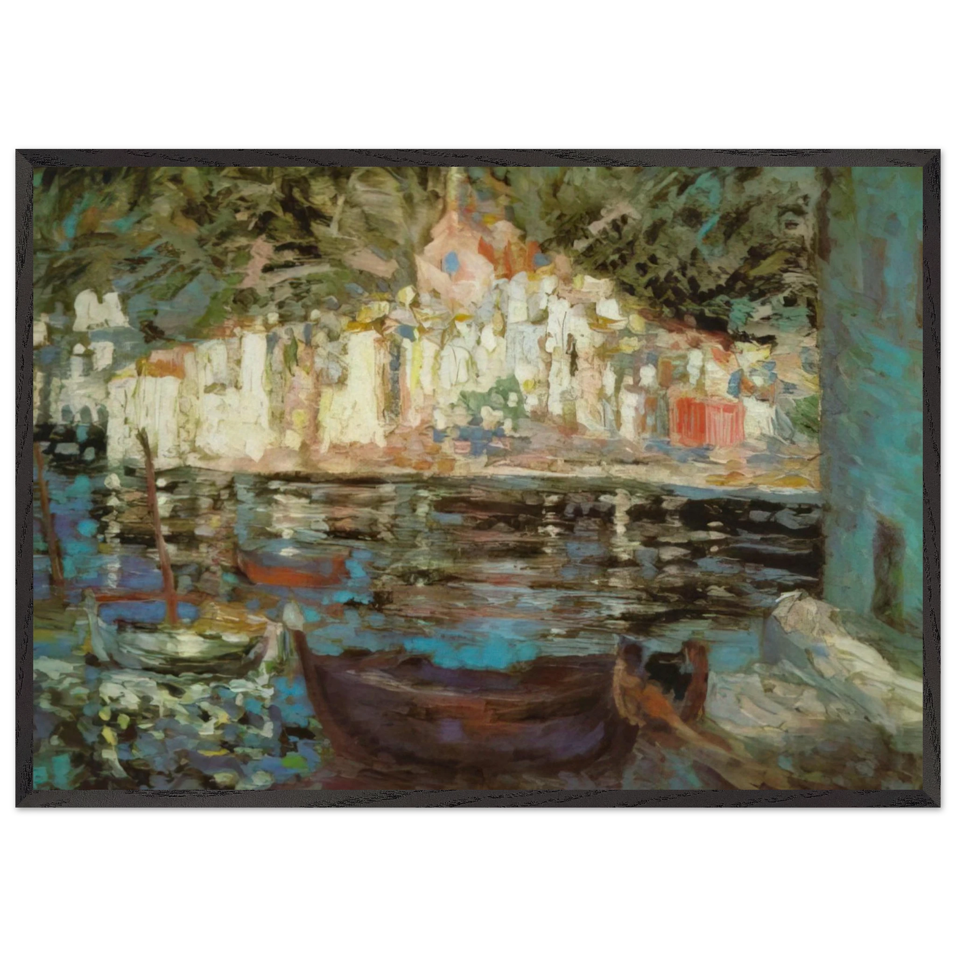 VIEW OF CADAQUES FROM PLAYA POAL - Salvador Dali Framed Art Print – Black Wooden Frame - Default Title - -Framed Art Print