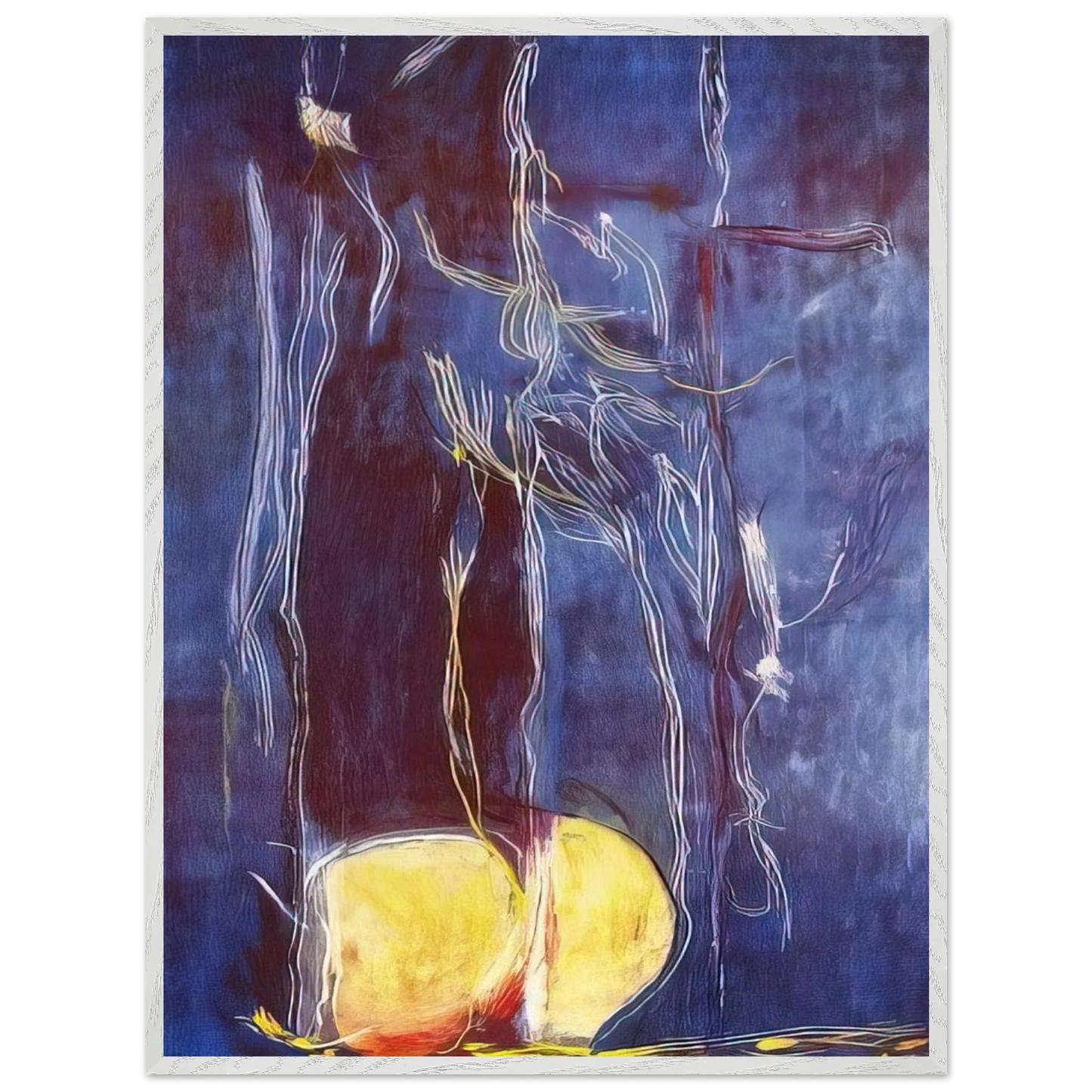 Helen Frankenthaler - All About Blue - 1994 Wall art - 21x29.7 cm / 8x12" - Premium Wooden Framed Poster With Fine Art Paper - Wood frame