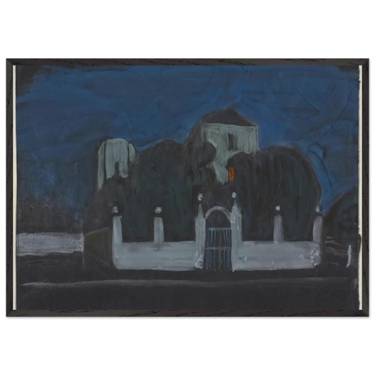 NIGHT GARDEN WITH BUILDINGS - Gabriele Munter Framed Art Print – Black Wooden Frame - Default Title - -Framed Art Print