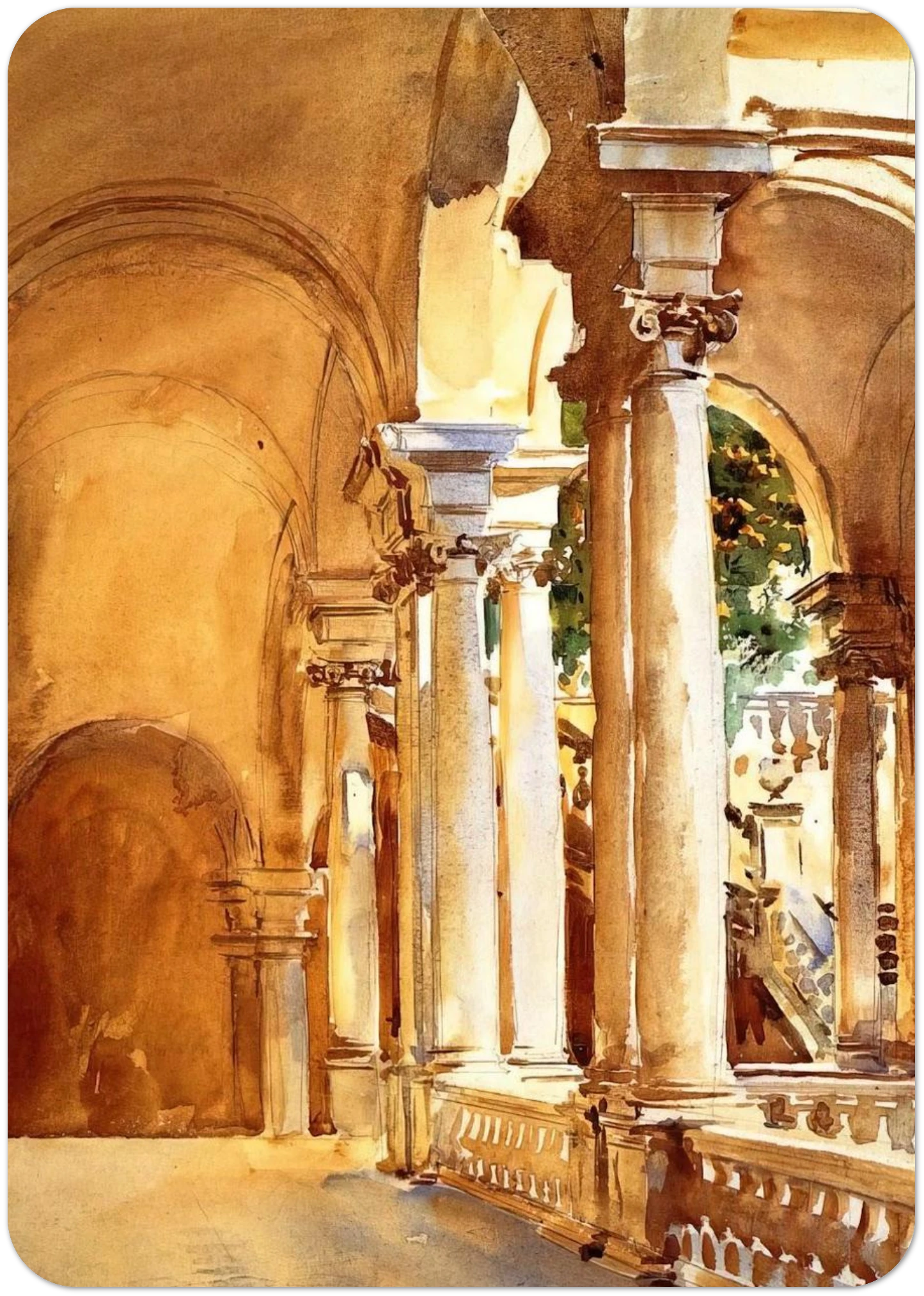 Genoa, the University By John Singer Sargent Pack of 10 Post Cards | John Singer Sargent Post Cards | A6 (10.5 x 14.8 cm) - 4.1 x 5.8 inches