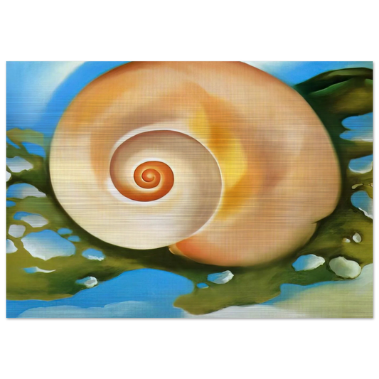 Pink Shell with Seaweed - Georgia O'Keeffe Brushed Aluminum Print - 70x100 cm / 28x40 inches | Georgia O'Keeffe Aluminum Print | Georgia O'Keeffe Prints