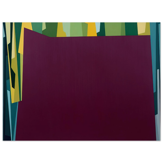 Karl Benjamin - Interlocking Forms Big Magenta With Green - 1959 Fine Art Poster - Default Title
