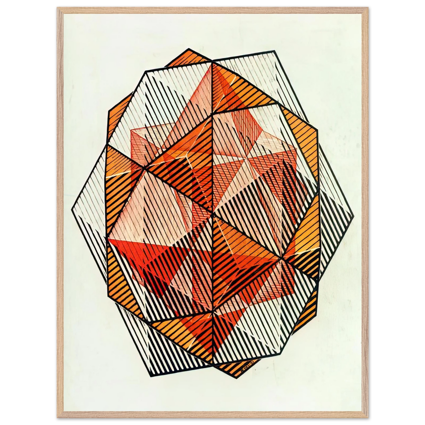 MC Escher - FOUR REGULAR SOLIDS Wall Art - 60x80 cm / 24x32 inches - Premium Wooden Framed Poster With Fine Art Paper - Black frame