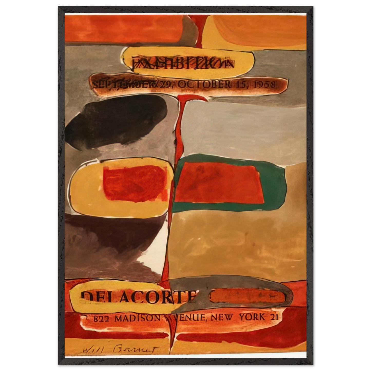 Untitled - 1958 United States - Will Barnet Framed Art Print – Black Wooden Frame - Default Title - -Framed Art Print