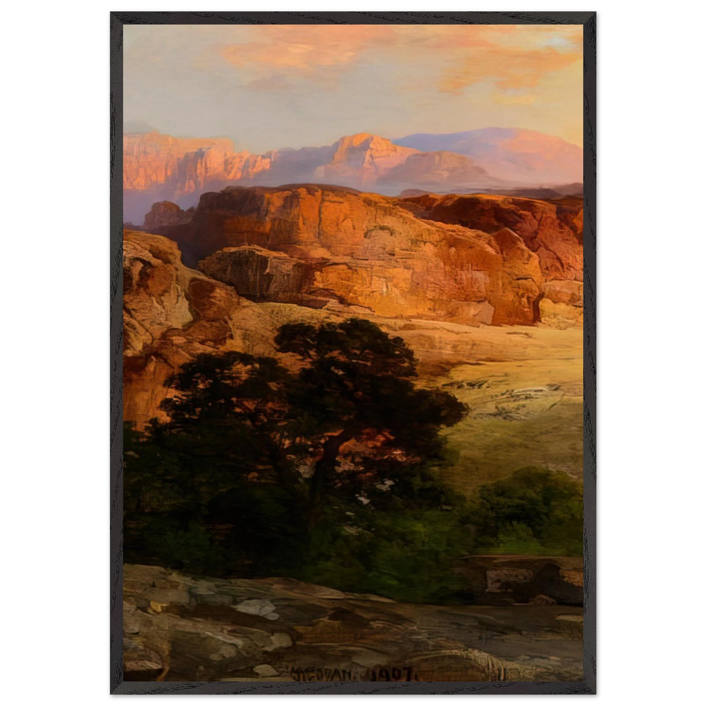 A Water Pocket Northern Arizona - Thomas Moran Framed Art Print – Black Wooden Frame - Default Title - -Framed Art Print