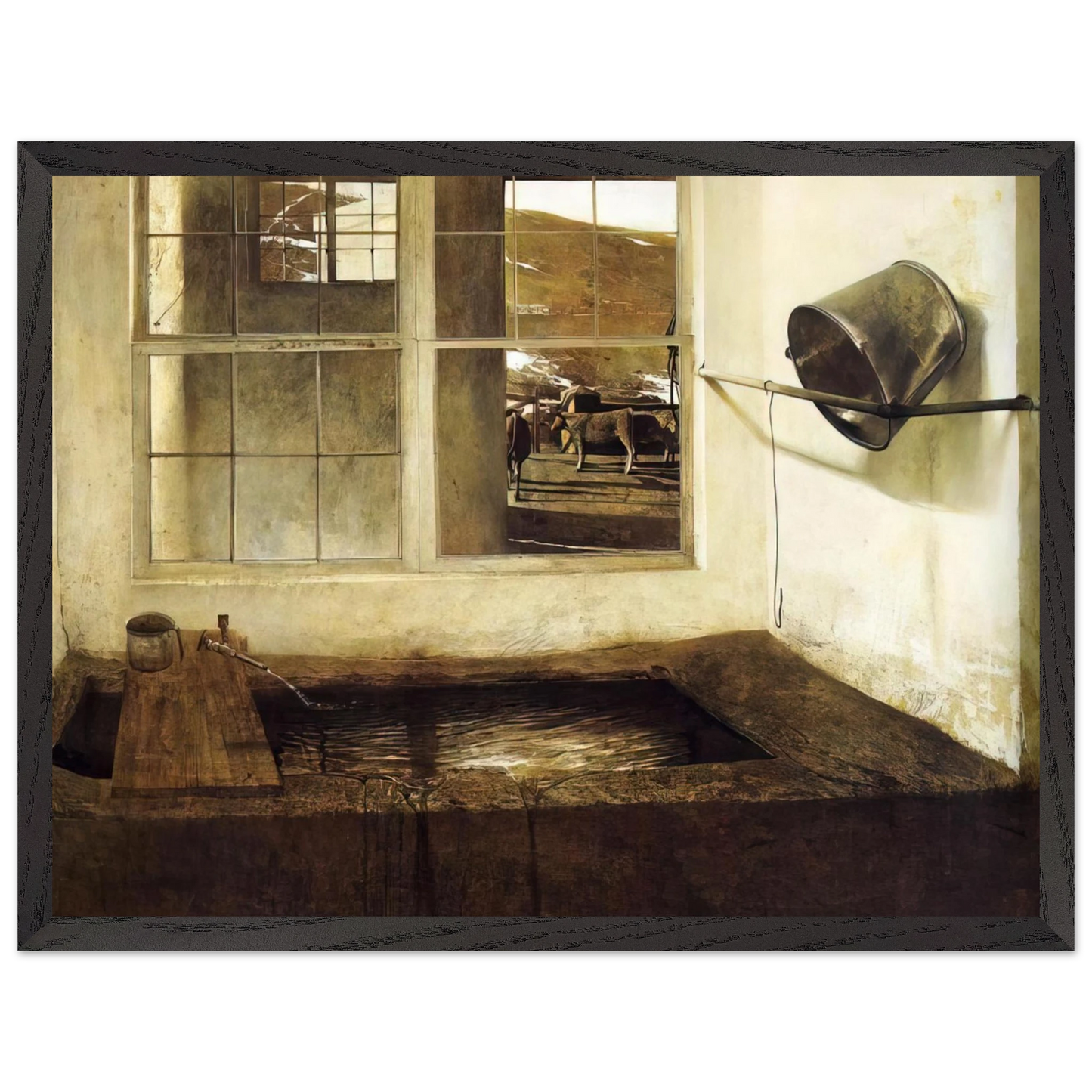 Andrew Wyeth - SPRING FED Wall Art - 21x29.7 cm / 8x12" - Premium Wooden Framed Poster With Fine Art Paper - Black frame