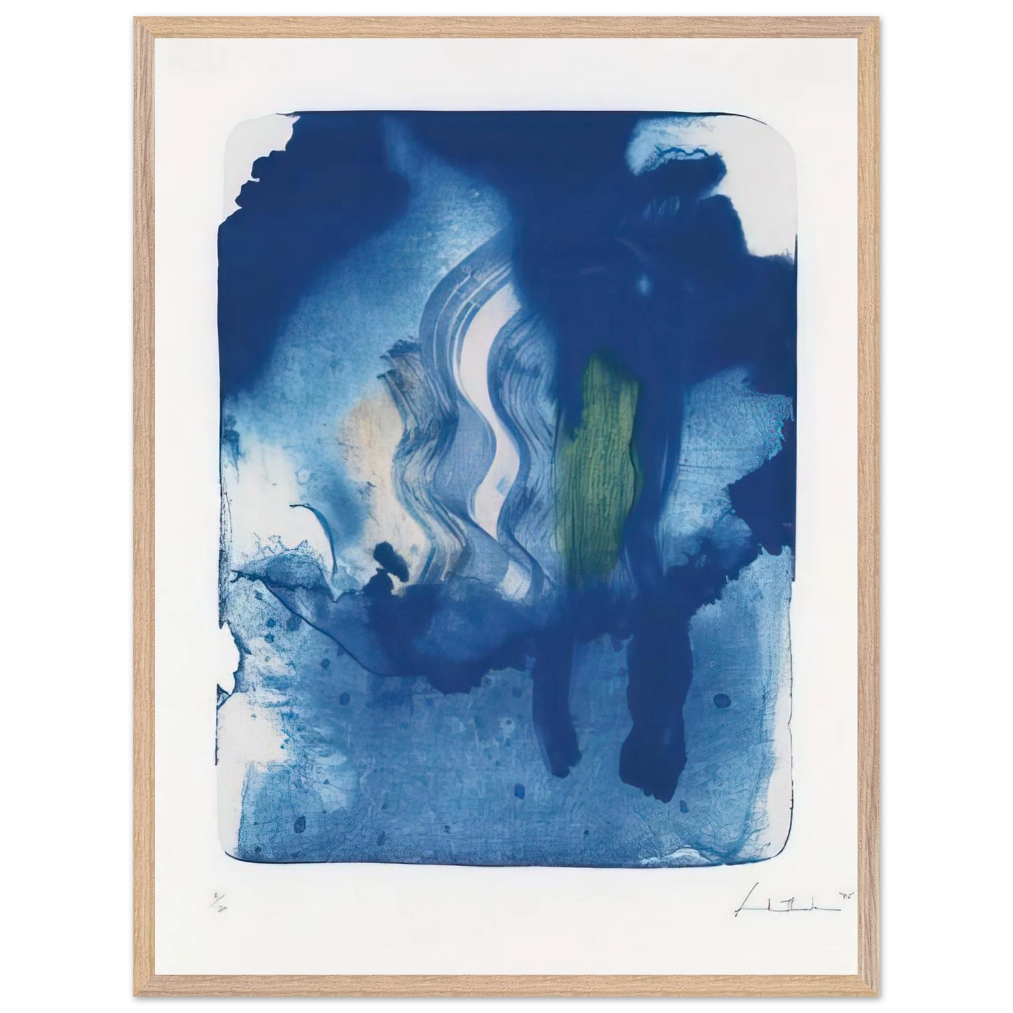 Helen Frankenthaler - Reflections V - 1995 Wall art - 30x45 cm / 12x18 inches - Premium Wooden Framed Poster With Fine Art Paper - Black frame