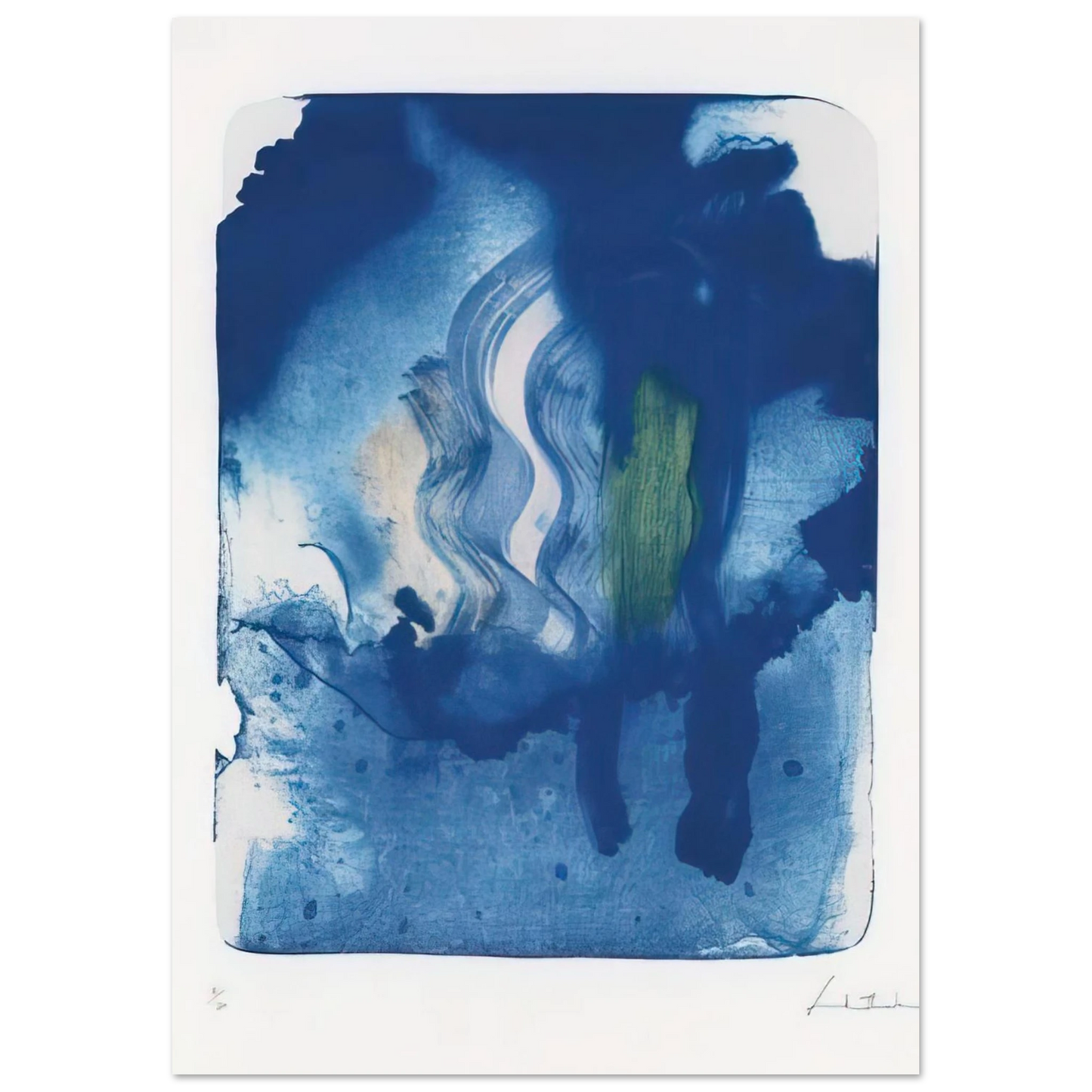 Helen Frankenthaler - Reflections V - 1995 Wall art - 20x25 cm / 8x10 inches - Premium Wooden Framed Poster With Fine Art Paper - White frame