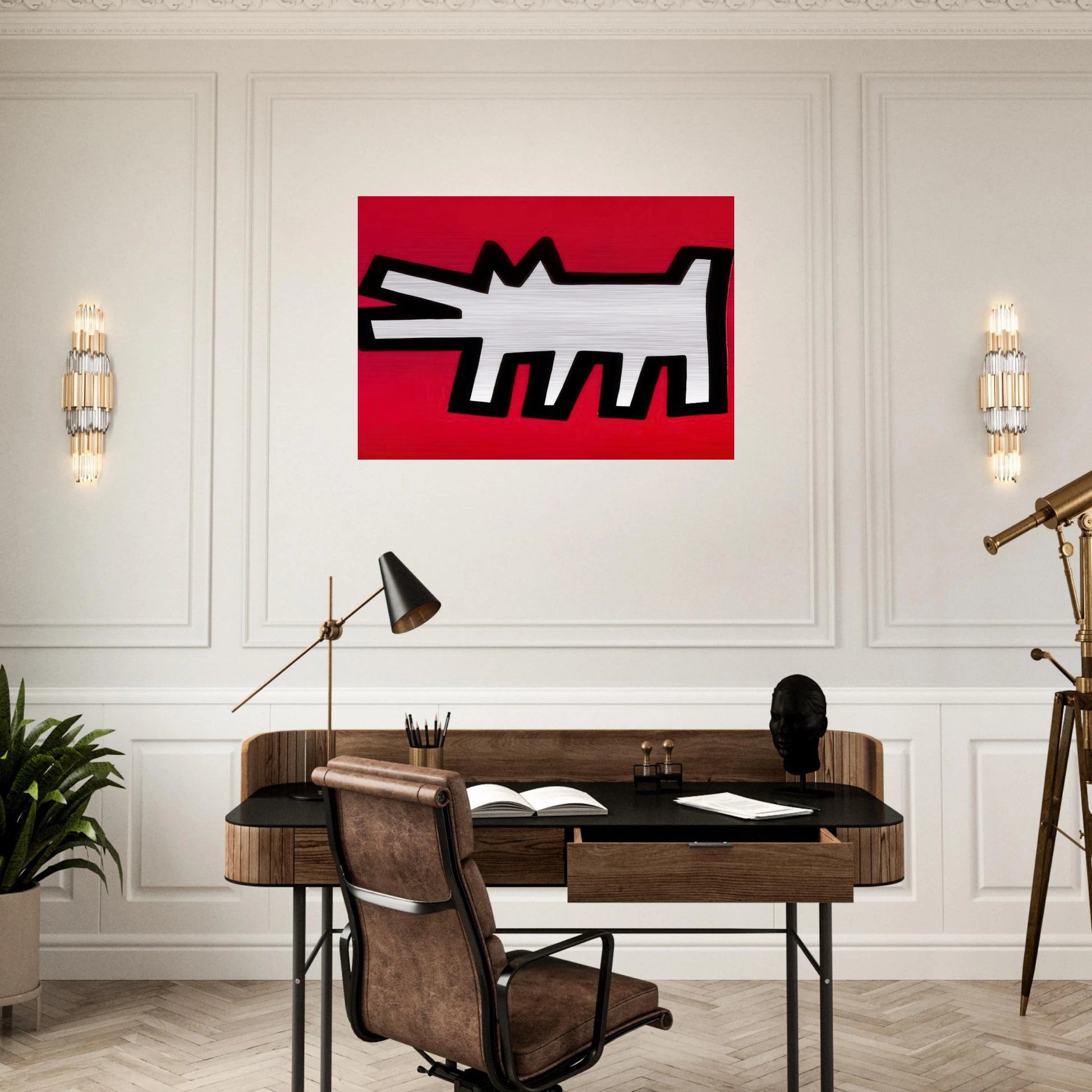 BARKING DOG 1990 - Keith Haring Brushed Aluminum Print - 70x100 cm / 28x40 inches | Keith Haring Aluminum Print | Keith Haring Prints