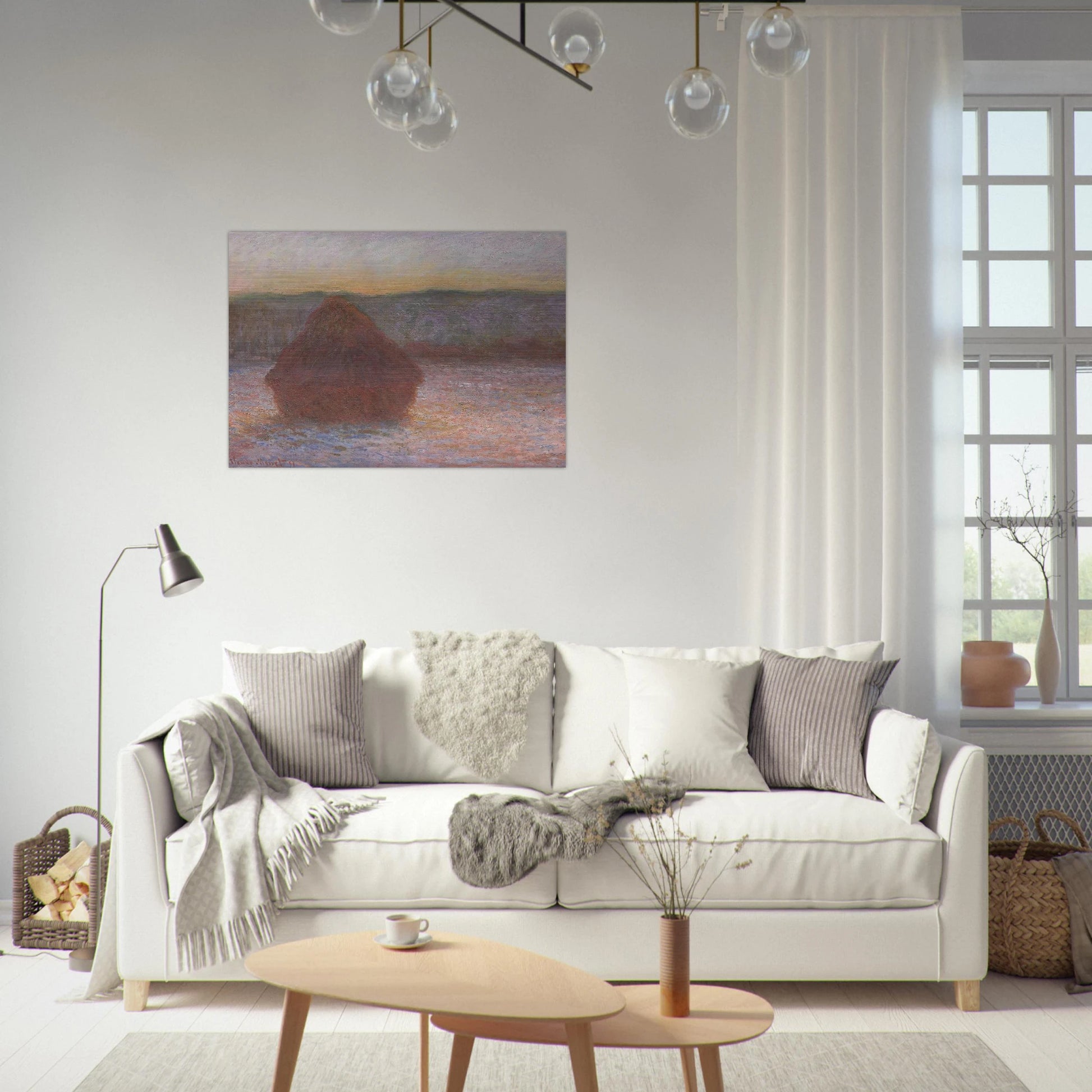 Stack of Wheat Thaw, Sunset - claude monet Brushed Aluminum Print - 70x100 cm / 28x40 inches | claude monet Aluminum Print | claude monet Prints