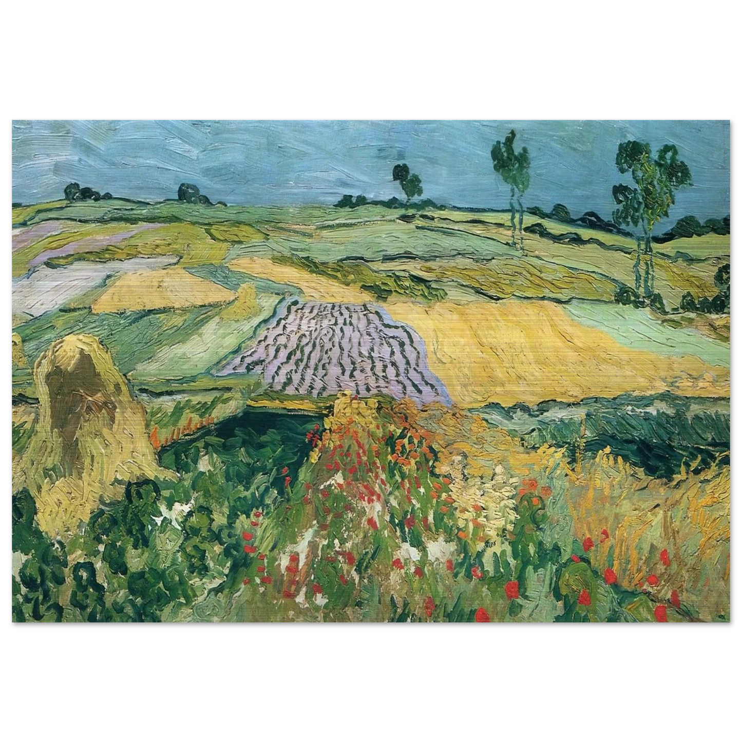 Wheatfields - Vincent van Gogh Brushed Aluminum Print - 70x100 cm / 28x40 inches | Vincent van Gogh Aluminum Print | Vincent van Gogh Prints