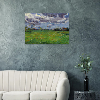 Landscape under a Stormy Sky - Vincent van Gogh Brushed Aluminum Print - 70x100 cm / 28x40 inches | Vincent van Gogh Aluminum Print | Vincent van Gogh Prints