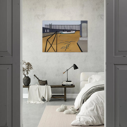 Boat and Grain Elevators - 1942 - Ralston Crawford Brushed Aluminum Print - 70x100 cm / 28x40 inches | Ralston Crawford Aluminum Print | Ralston Crawford Prints